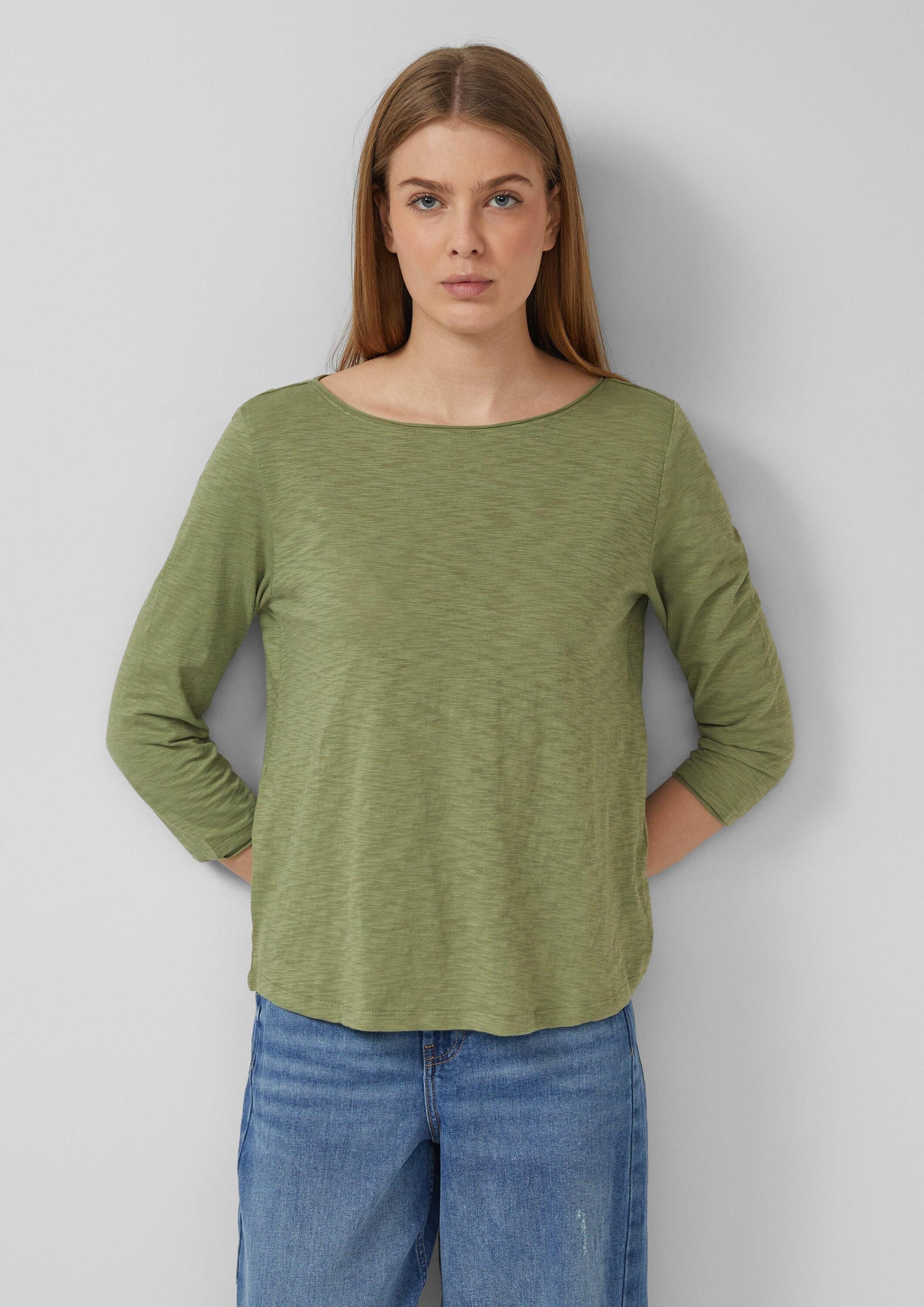 s.Oliver 3/4-Arm-Shirt T-Shirt Shirt mit Flammgarnstruktur und 3/4-Ärmeln günstig online kaufen