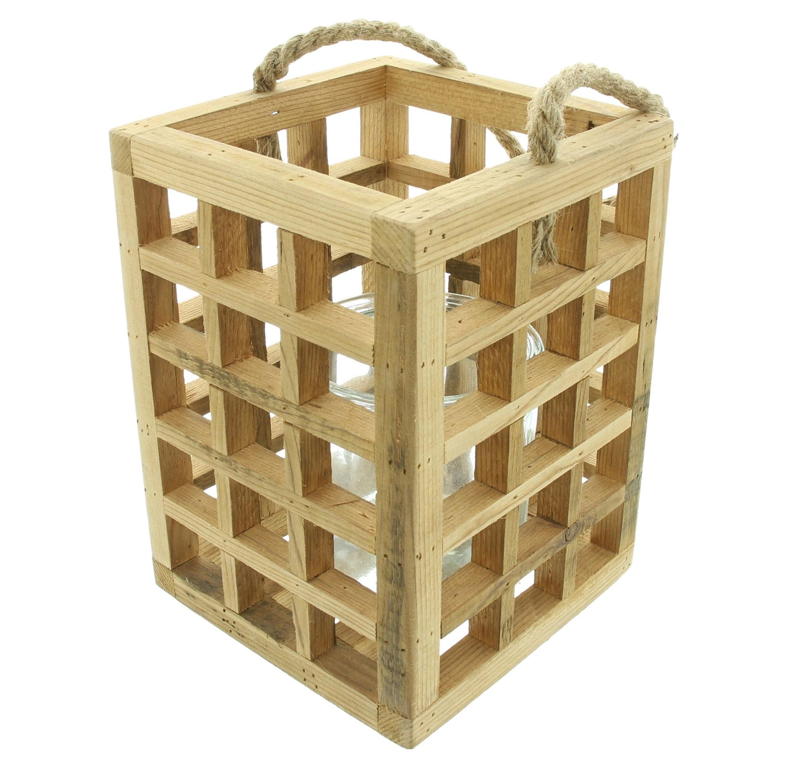 Windlicht Windlicht Wood recyceltes Holz & Glas 24cm