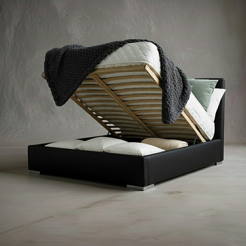 thematys Polsterbett mit Bettkasten, CLOUD 140x200 160x200 180x200 200x200cm (Kopfteil im Oversize-Look und Stauraum – weich, modern und pflegeleicht), Inklusive Lattenrost), hochwertiger Davis-Stoff in Grafit, Grau, Weiß, Beige und Kreme