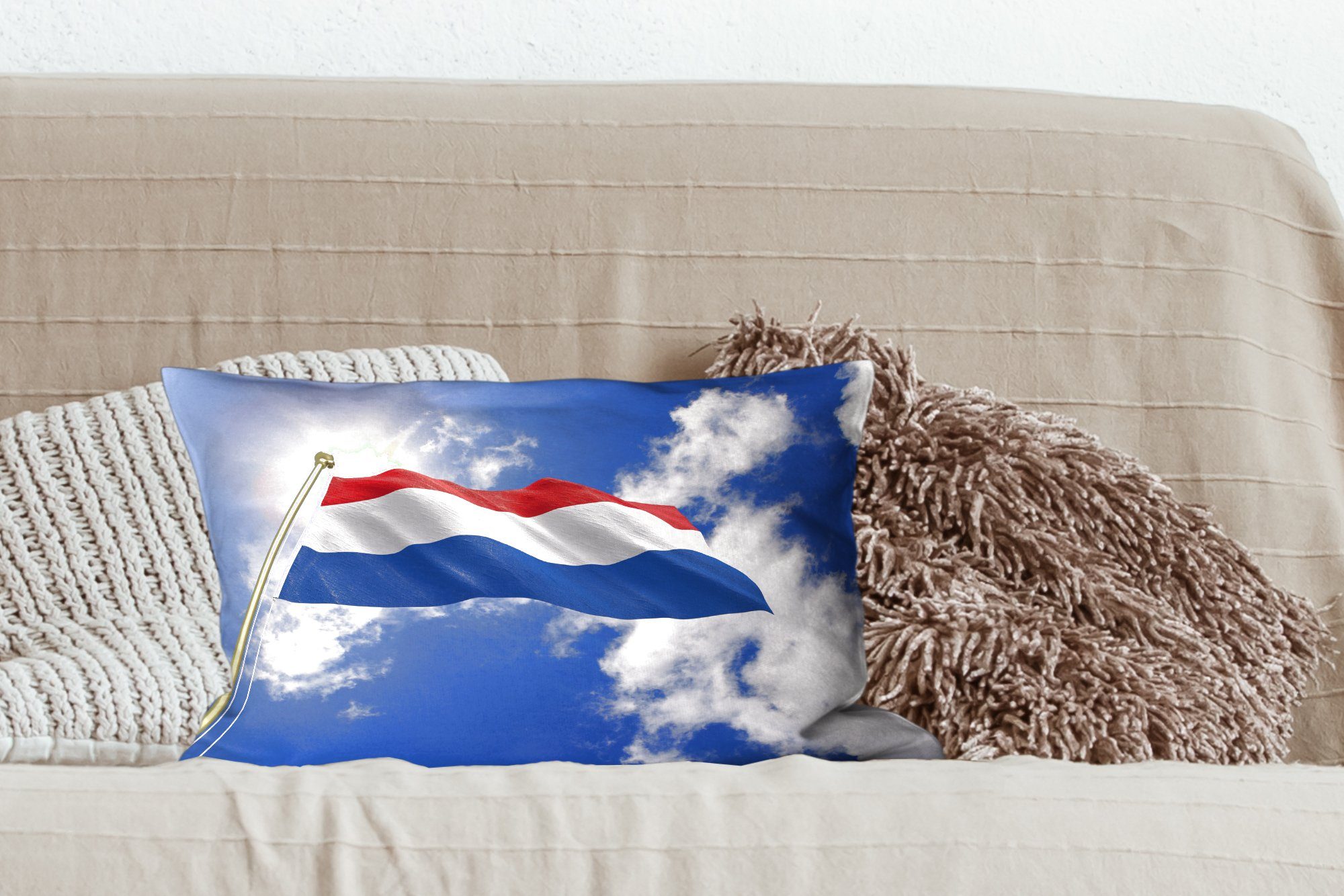 Die MuchoWow Füllung, Himmel, Zierkissen, Wohzimmer am weht Schlafzimmer mit Flagge Niederlande der Dekoration, Dekokissen Dekokissen