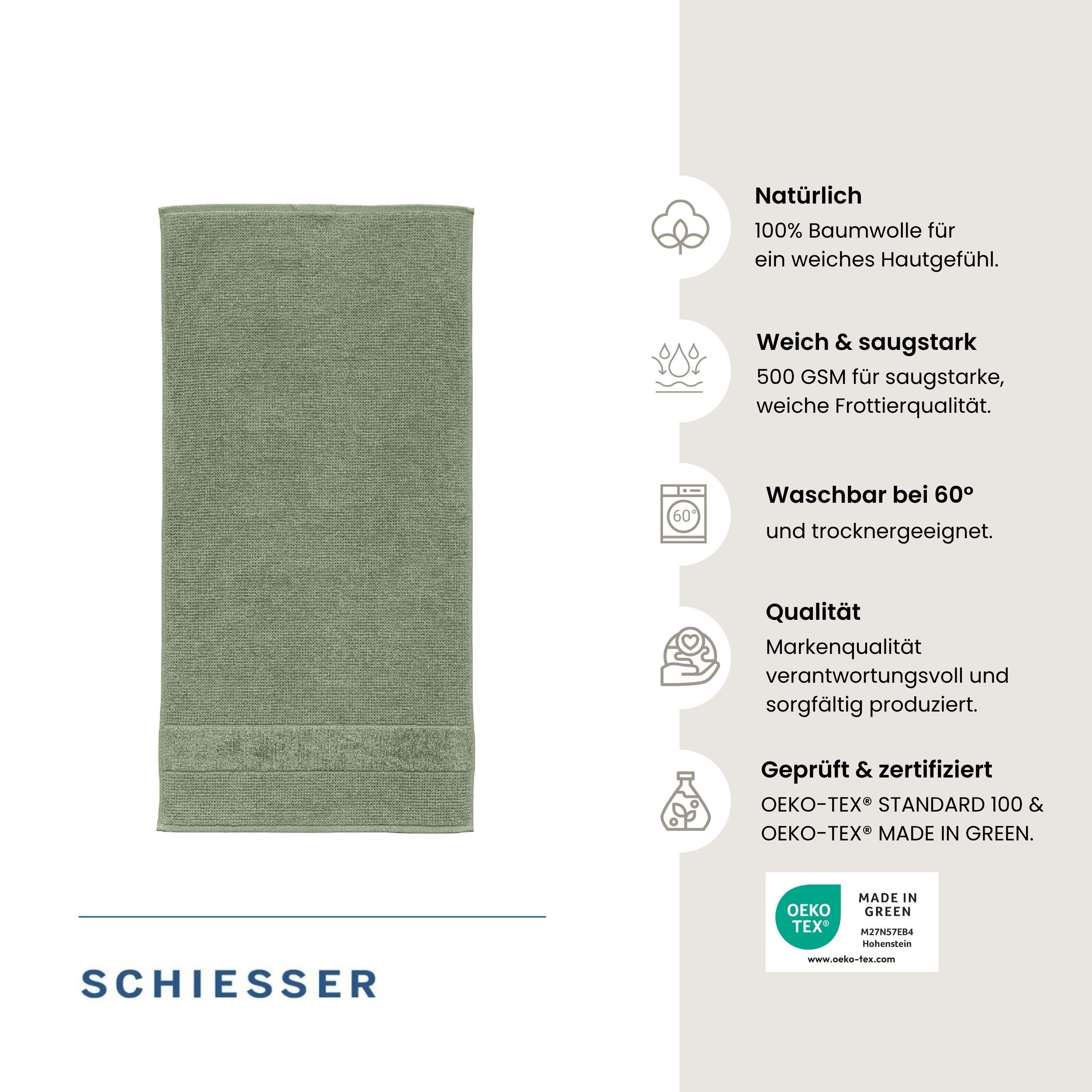 Schiesser Duschtücher Turin aus 100% Baumwolle in dezenter Reiskornoptik, Frottier (Set, 2-St), OEKO-TEX® MADE IN GREEN – Bild 2 von 5