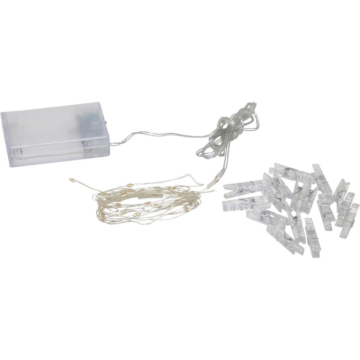 STAR TRADING LED-Lichterkette Clip 16 Wäscheklammern 30 warmweiße LED 2,9m Timer Batterie, 30-flammig