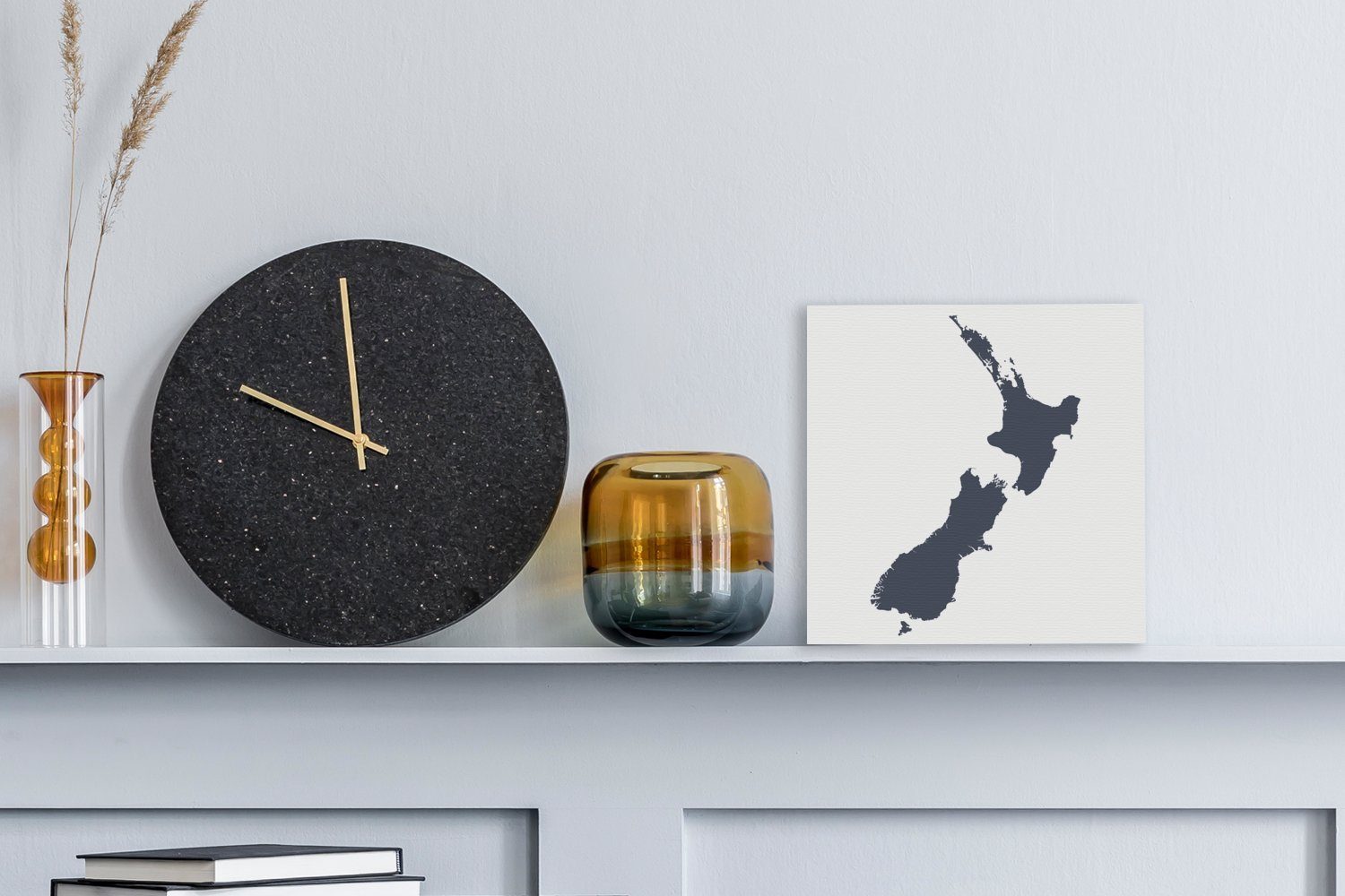 OneMillionCanvasses® Leinwandbild Eine für Wohnzimmer (1 einer Schlafzimmer von Leinwand dunkelblauen Neuseeland, St), Illustration Karte Bilder