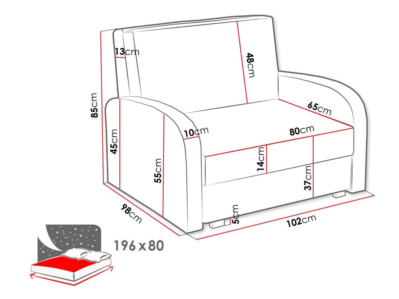 MIRJAN24 Schlafsofa Viva inkl. Bettkasten und 14 Soft Bettsofa Schlaffunktion, Kissen, Mono Sofagarnitur einsitzer + mit 239 I, Sorriso