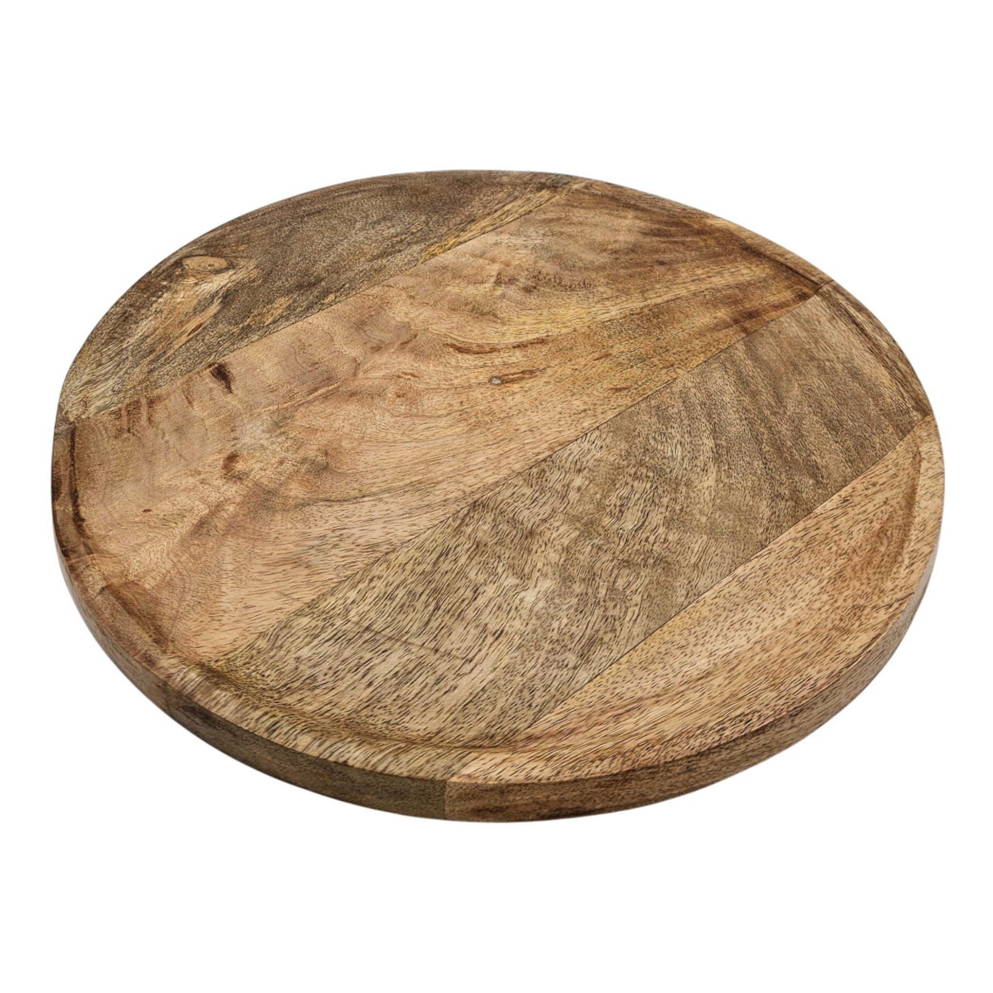 Meinposten Dekoteller Teller Holzteller Dekoteller Mangoholz Holz Ø 38 cm (1 St), Filzgleiter auf der Unterseite