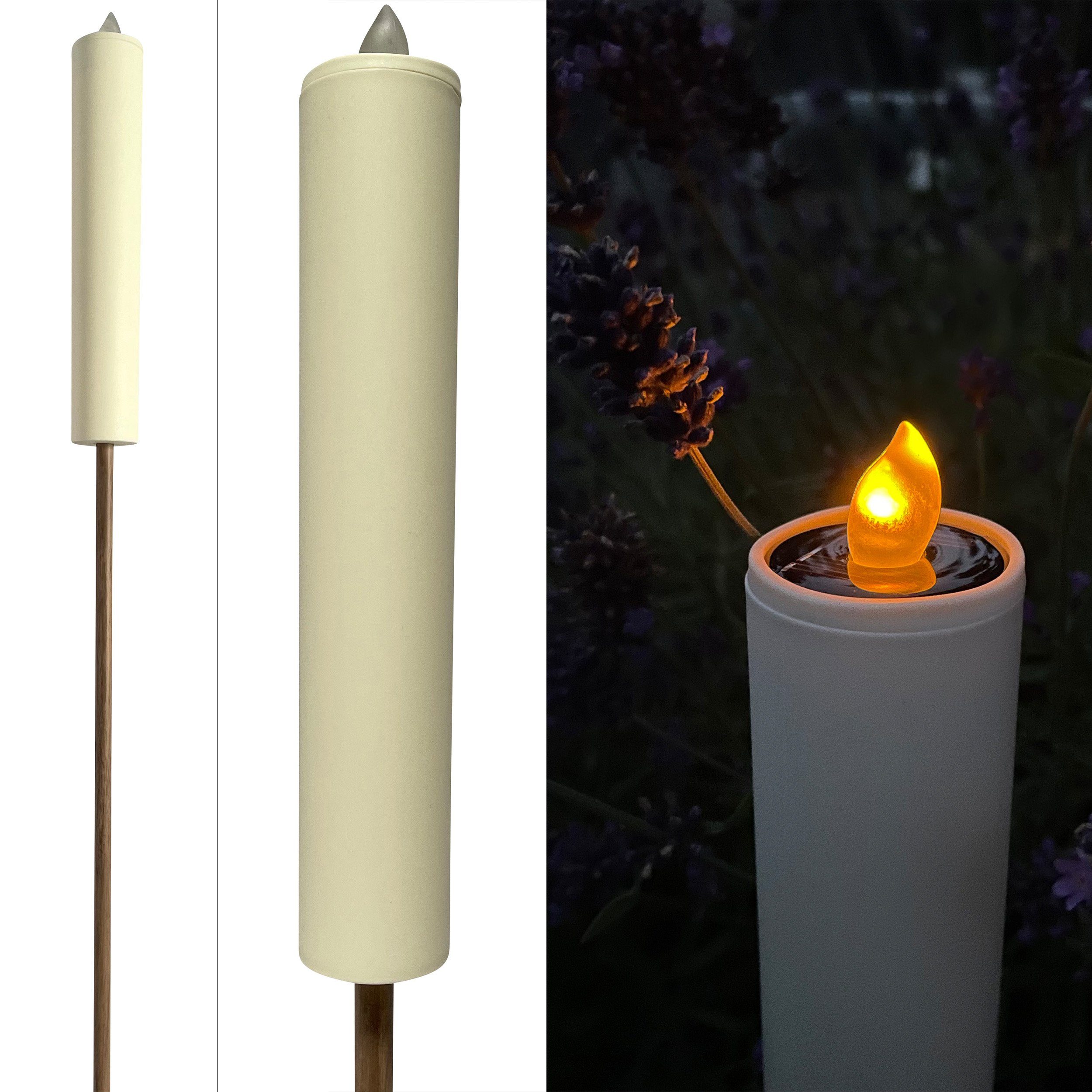 LED Solarleuchte Kerzen mit Solar LED Flamme Beet, Gartenstecker Solarlampen Fackel