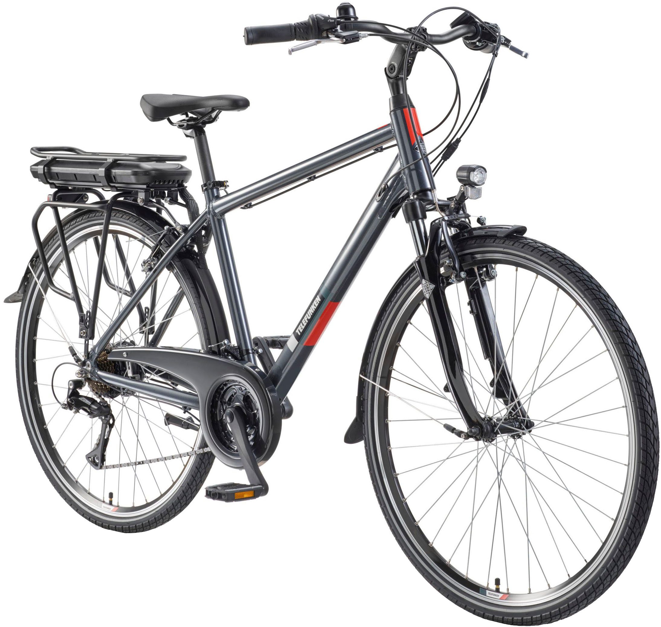 Telefunken E-Bike Trekkingrad E-Trekking Expedition XT485 Herren, 21 Gang Shimano Acera Schaltwerk, Kettenschaltung, Heckmotor, 536,5 Wh, Pedelec, Elektrofahrrad, Trekkingrad, Herren, innerhalb StVZO, 28 Zoll