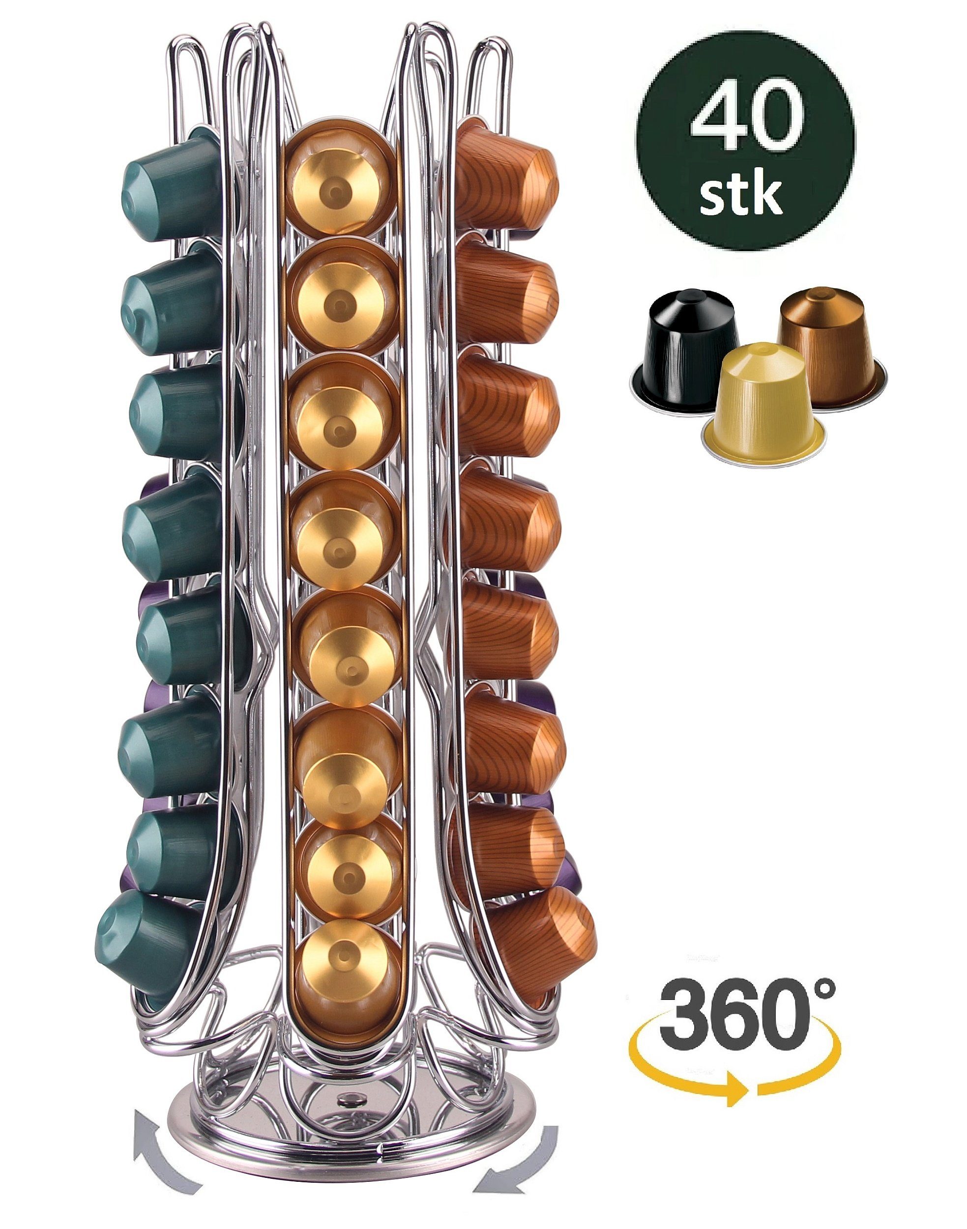 Rungassi Kapselhalter Kaffeekapsel Ständer Kapselspender Kapselhalter drehbar 40 Kapseln