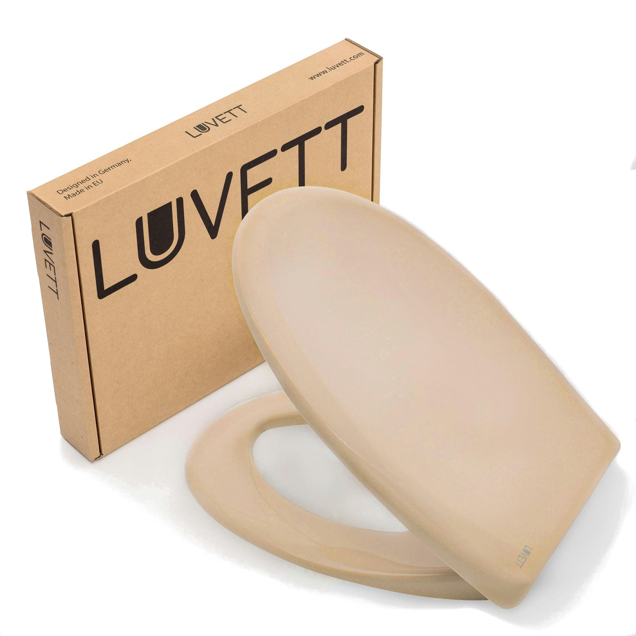 LUVETT WC-Sitz Premium C770 (Inklusive 3 Befestigungsarten), mit Original SoftClose® Absenkautomatik, Duroplast