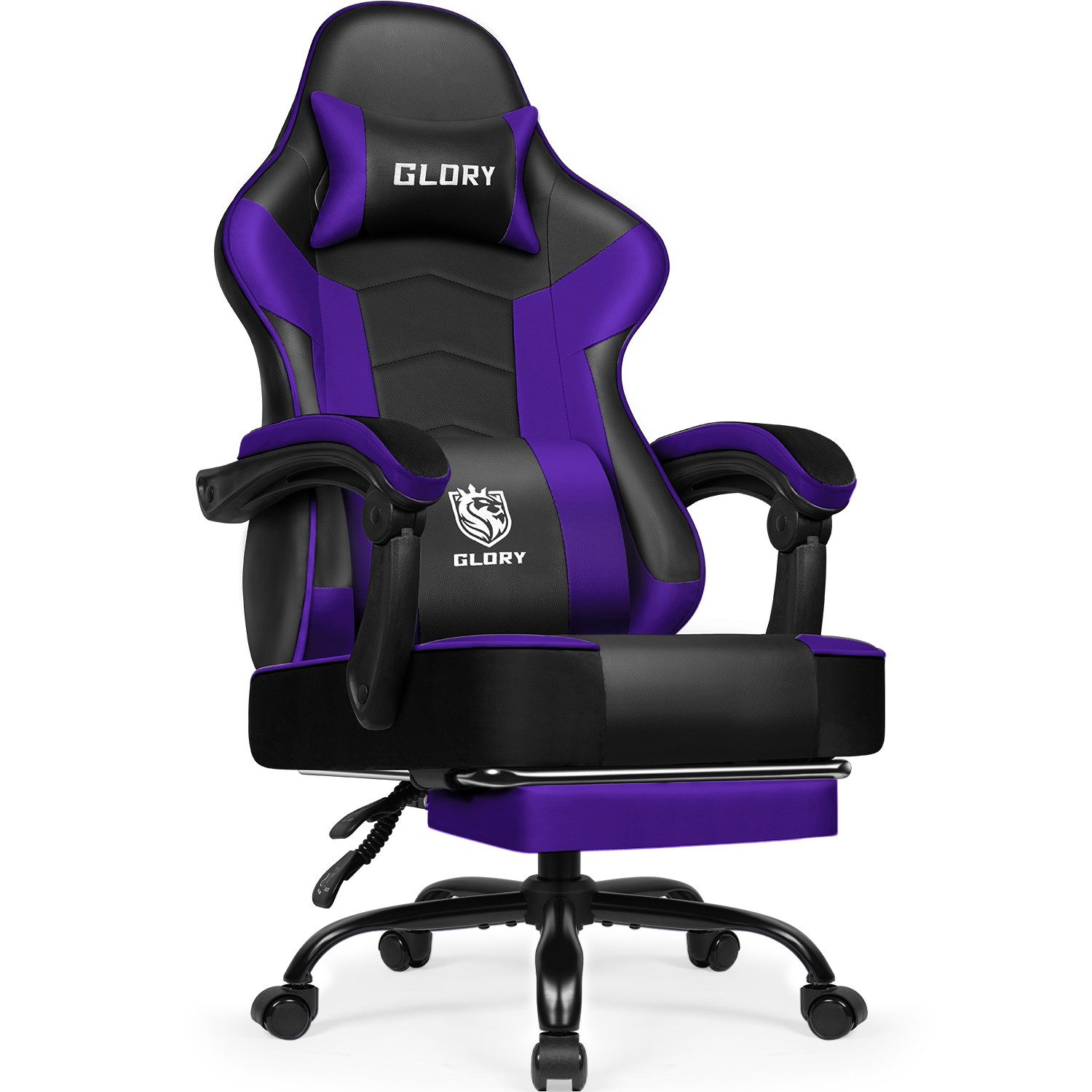Hiazurm Gaming-Stuhl Gaming Stuhl, Bürostuhl Ergonomisch Wippfunktion bis zu 170° (Gaming Chair mit Fußstütze, 10 cm Höhenverstellung), Verstellbarem Lenden- & Kopfkissen, Gamer Stuhl 150kg Belastbarkeit