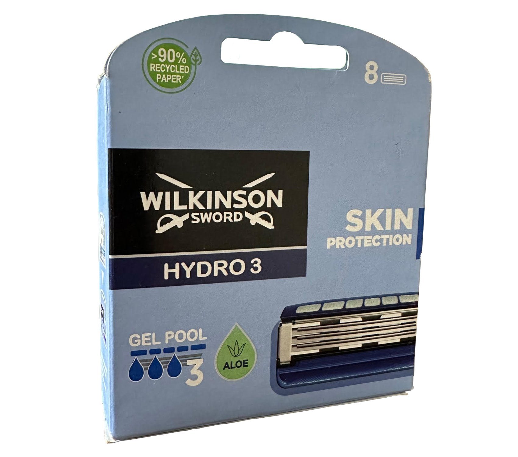 Wilkinson Rasierklingen Wilkinson Hydro 3 Skin Protection Rasierklingen 8er Pack, 5 Klingen, Flip-Trimmer, Gel-Pools, Skin-Guard