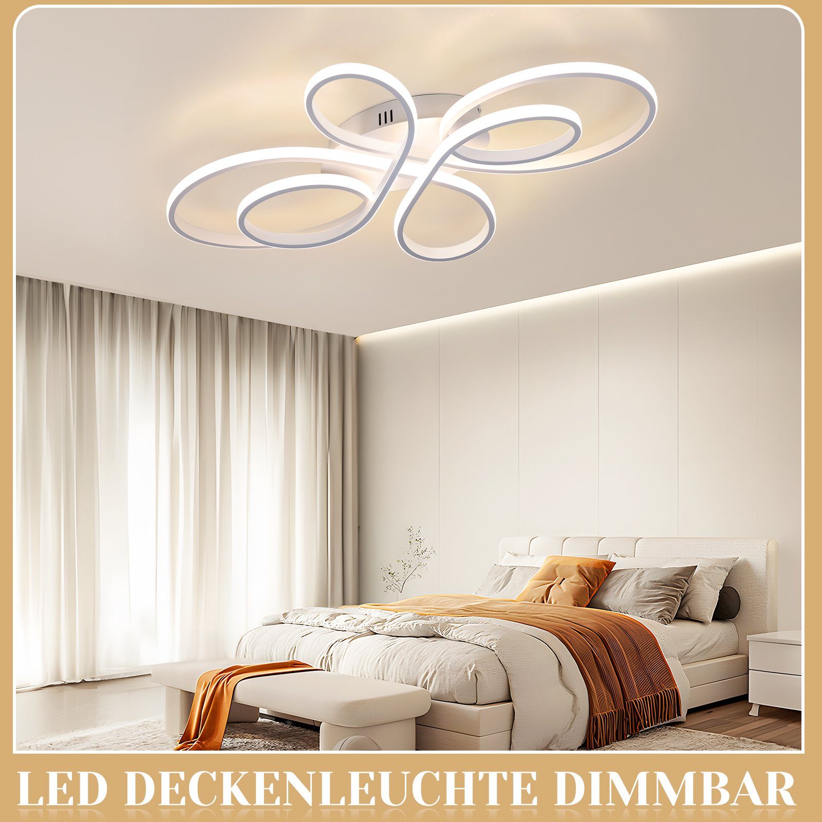 ZMH LED Deckenleuchte Wohnzimmerlampe Dimmbar fest für 100cm Fernbedienung Groß mit Wohnzimmer 90W Design LED Weiß Modern, Büro, 3000-6000k, Esszimmer integriert