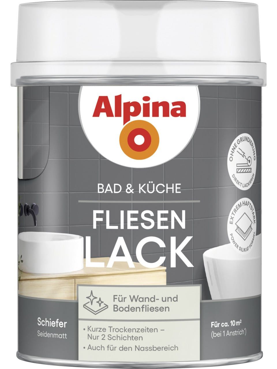 Alpina Fliesenlack Alpina Fliesenlack Bad & Küche 2K schiefer 750 ml