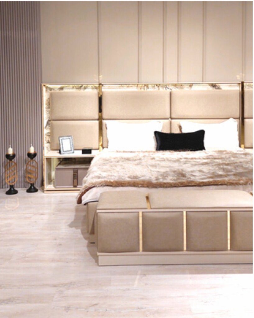 JVmoebel Schlafzimmer-Set Modern Garnitur Schlafzimmer Bett, 2x-Nachttische) Design, (3-St., Einrichtung 2xNachttische Bett