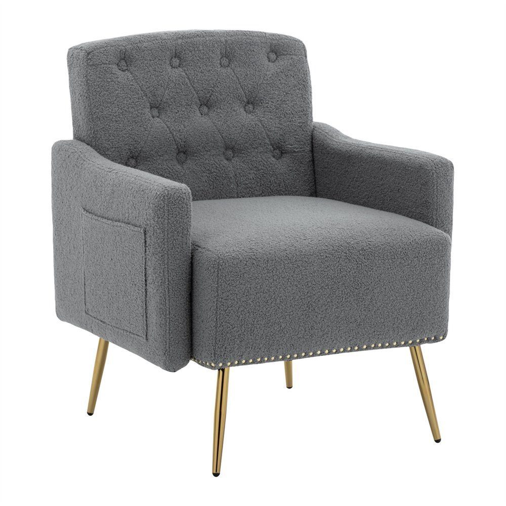 DOTMALL Armlehnstuhl Moderner,Teddy-Samt-Freizeitstuhl, gepolsterter Sessel (1 St) grau | Stühle