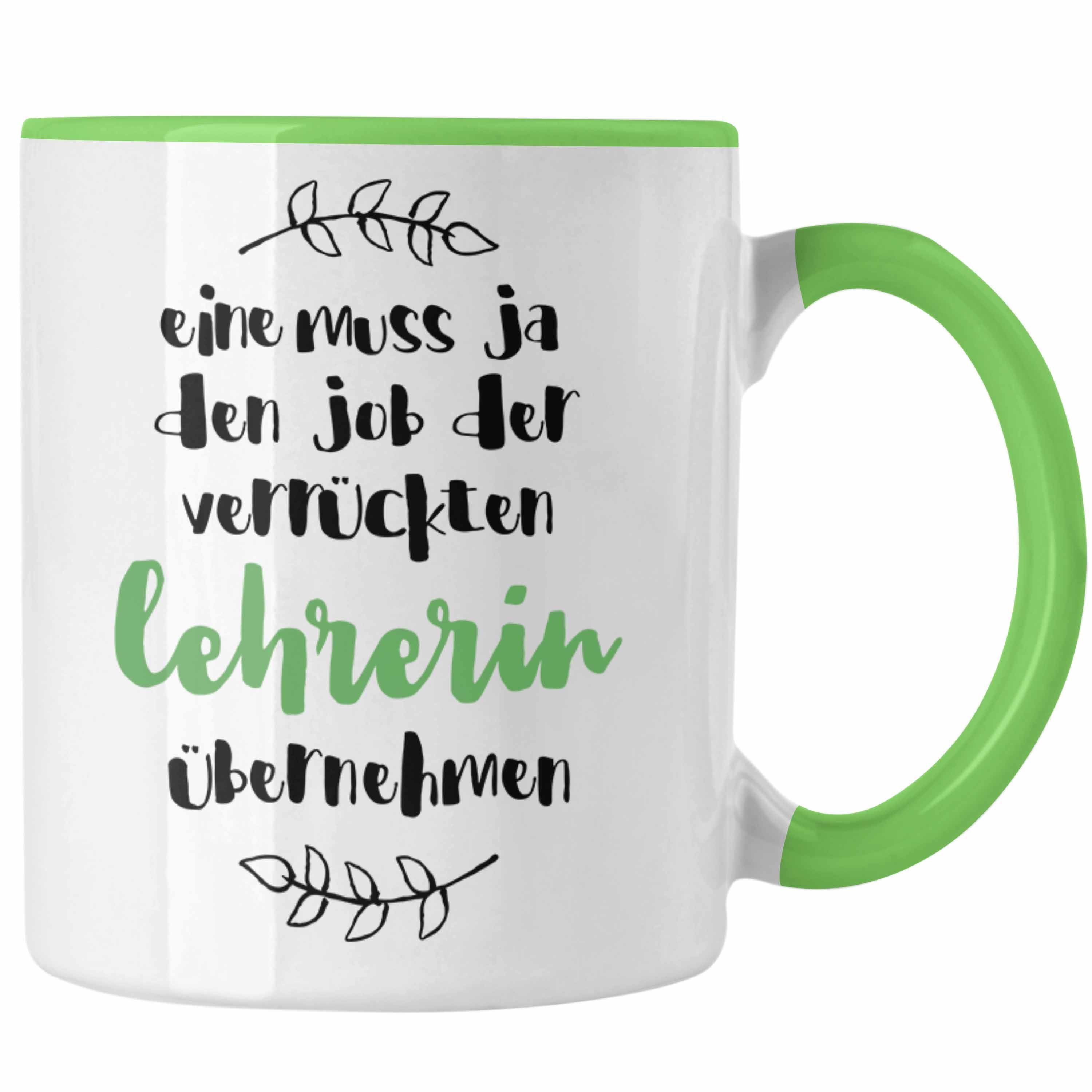 Trendation Tasse Trendation - Verrückte Lehrerin Tasse Geschenk Familie Lustiger Spruch Grün