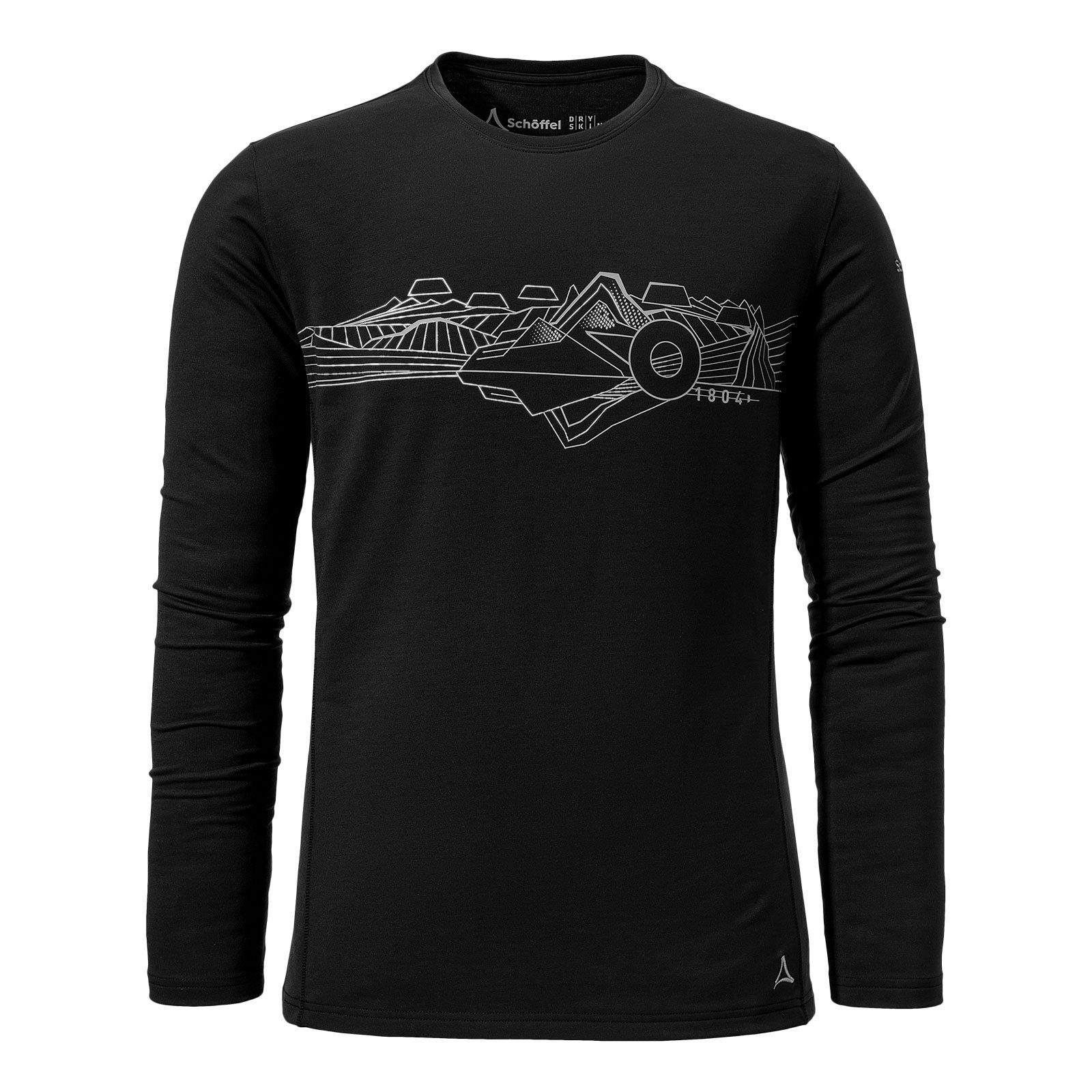 M 9990 flachen Longsleeve black Kasos mit Rundhalsshirt Nähten Schöffel