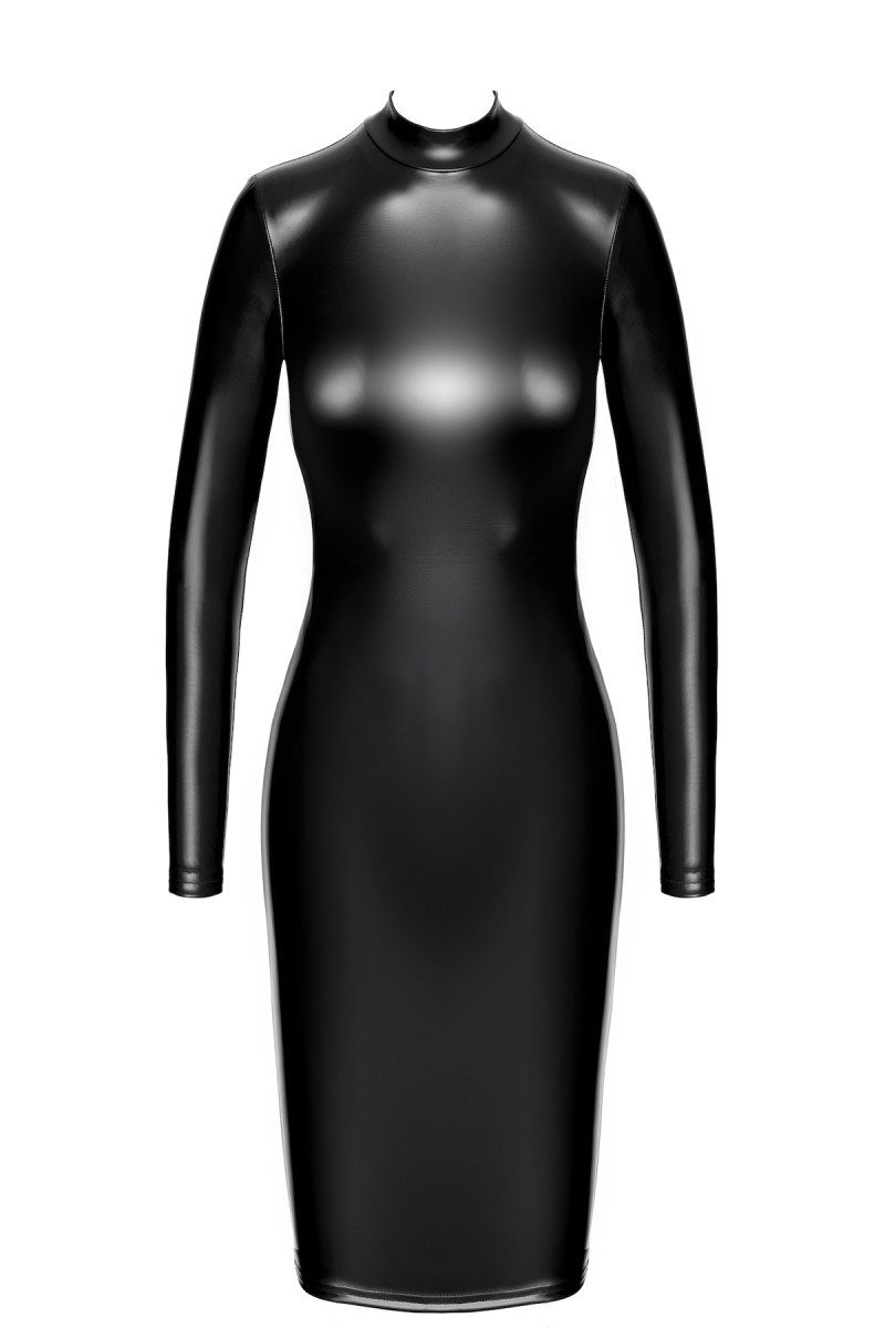 Noir Handmade Midikleid halblanges Kleid in schwarz - S