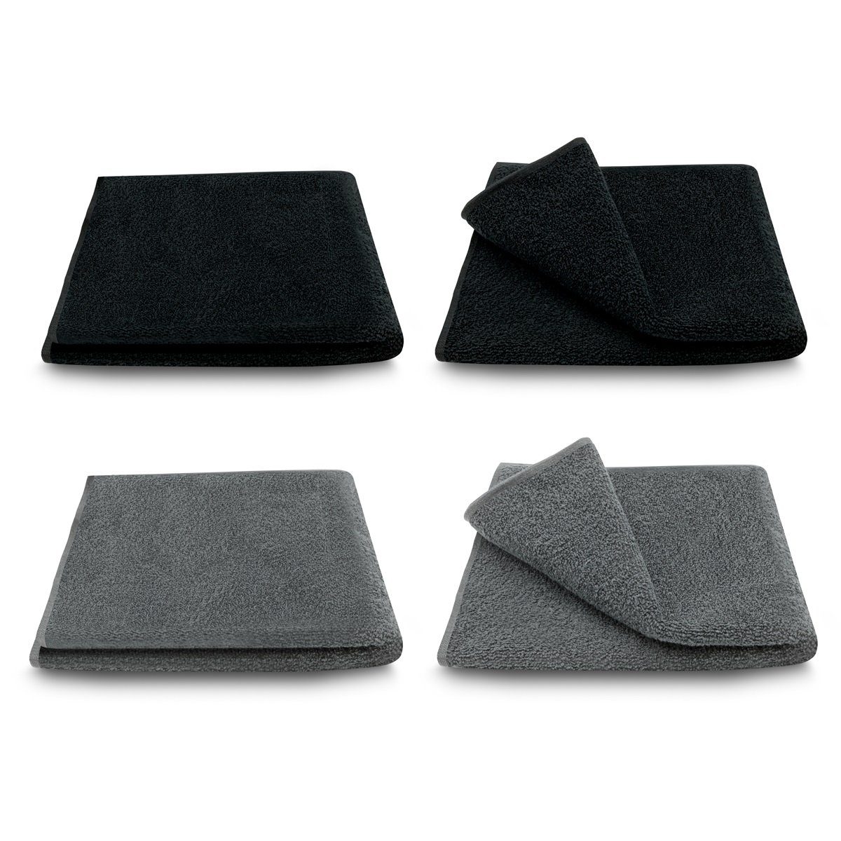 ARLI Handtuch Set Handtuch 100% Baumwolle 4 Handtücher 2 x anthrazit + 2 schwarz Set Serie aus hochwertigem Rohstoff Frottier klassischer Design elegant schlicht modern praktisch mit Handtuchaufhänger 4 Stück, (4-tlg) | Handtuch-Sets