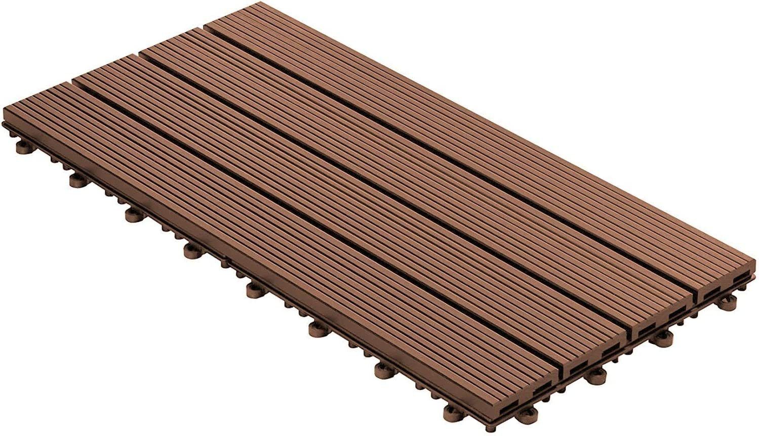 Klickfliesen WPC-Terrassendielen Royal Hellbraun, 60x30 cm, Diele in Holzoptik
