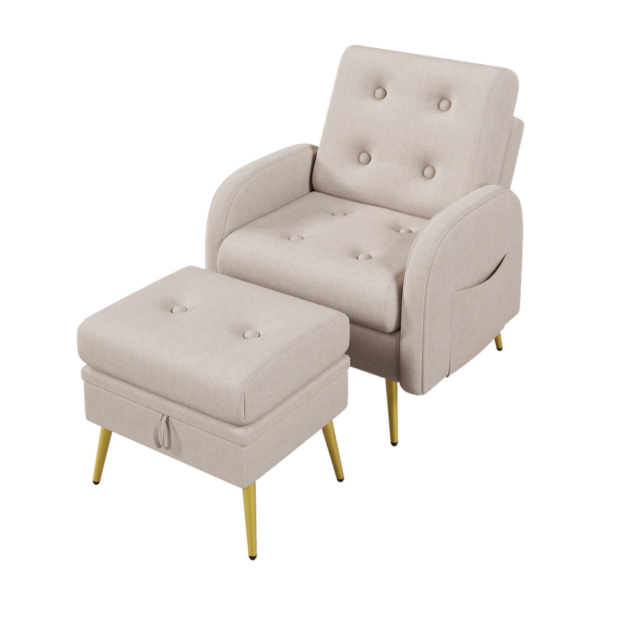 OKWISH Ohrensessel Freizeitstuhl mit Fußstütze (Loungesessel, günstig online kaufen