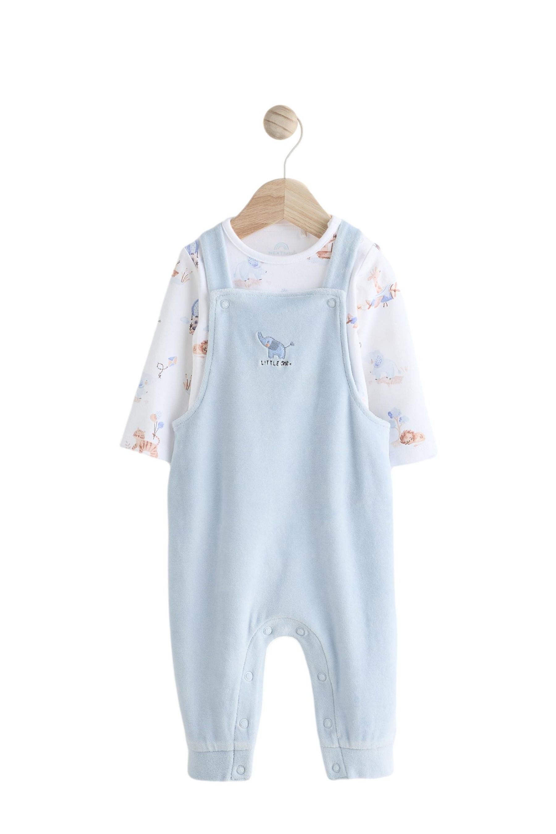 Body & Hose Baby Set aus Velours mit Latzhose und Bodysuit