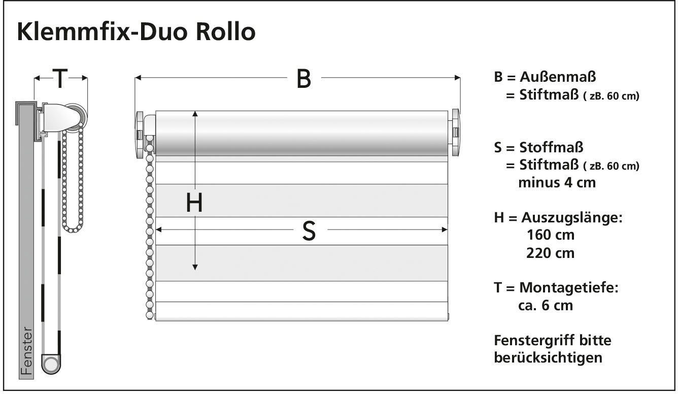 Liedeco, Lichtschutz, freihängend, Doppelrollo grau Klemmfix, Doppelrollo Bohren, Wave, "Wave" ohne Klemmfix-DUO-Rollo,