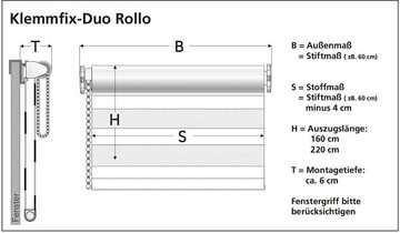 Doppelrollo Klemmfix DUO-Rollo YOUNG COLOURS, Liedeco, Lichtschutz, ohne Bohren, Klemmfix