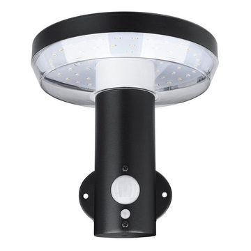 Kiom Außen-Wandleuchte Solar Wandleuchte Piran schwarz Sensor 600 lm, Bewegungsmelder und Dauerlicht, LED, LED-Leuchtmittel fest verbaut, warmweiß