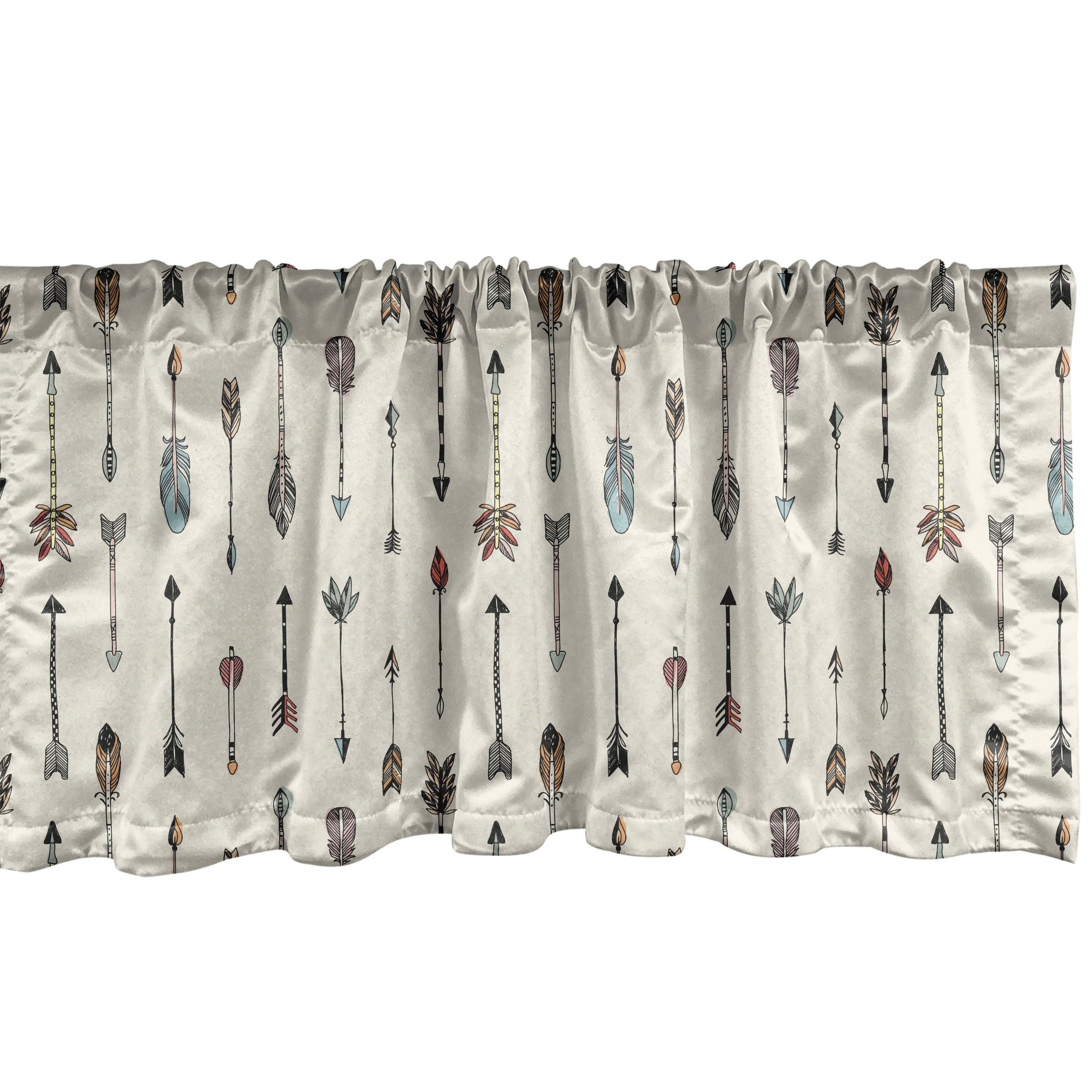 Scheibengardine Vorhang Volant für Küche Schlafzimmer Dekor mit Stangentasche, Abakuhaus, Microfaser, Pfeil Primitive mit Federn