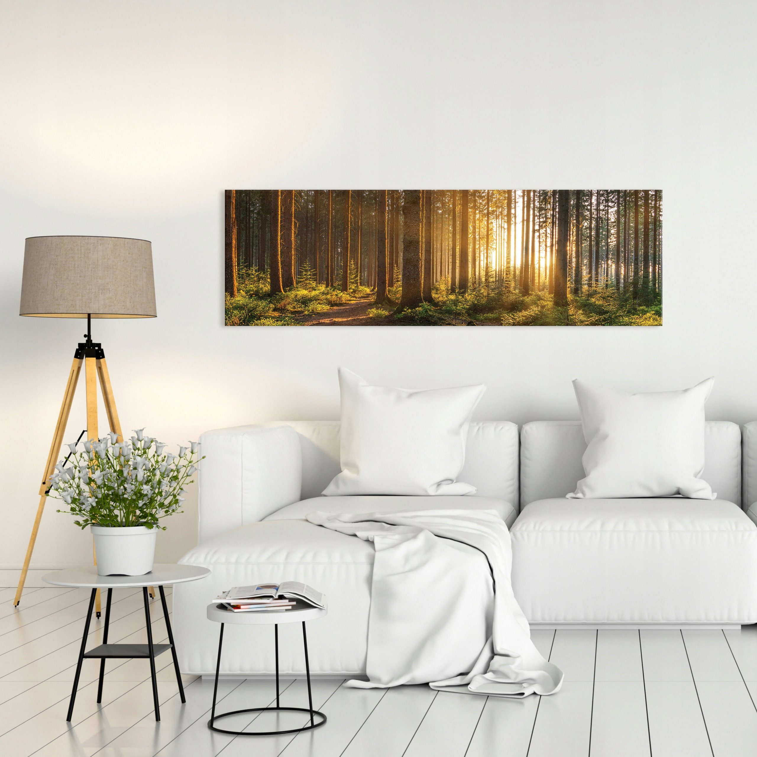 Wallarena Leinwandbild Wald Landschaft Natur Wandbild 145x45 cm Groß XXL Wa günstig online kaufen
