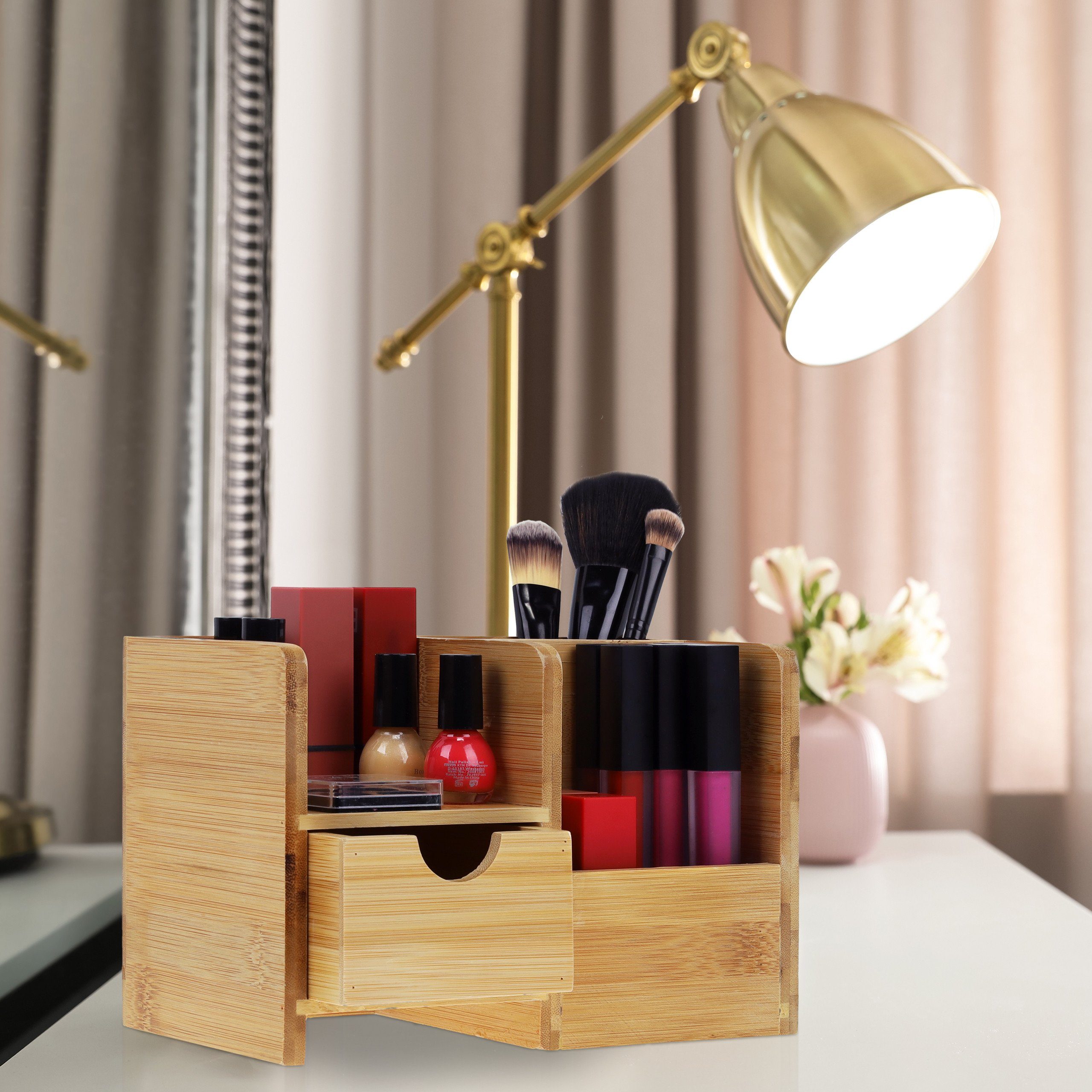 relaxdays Organizer Schreibtisch Organizer aus Bambus (1 St) – Bild 5 von 5