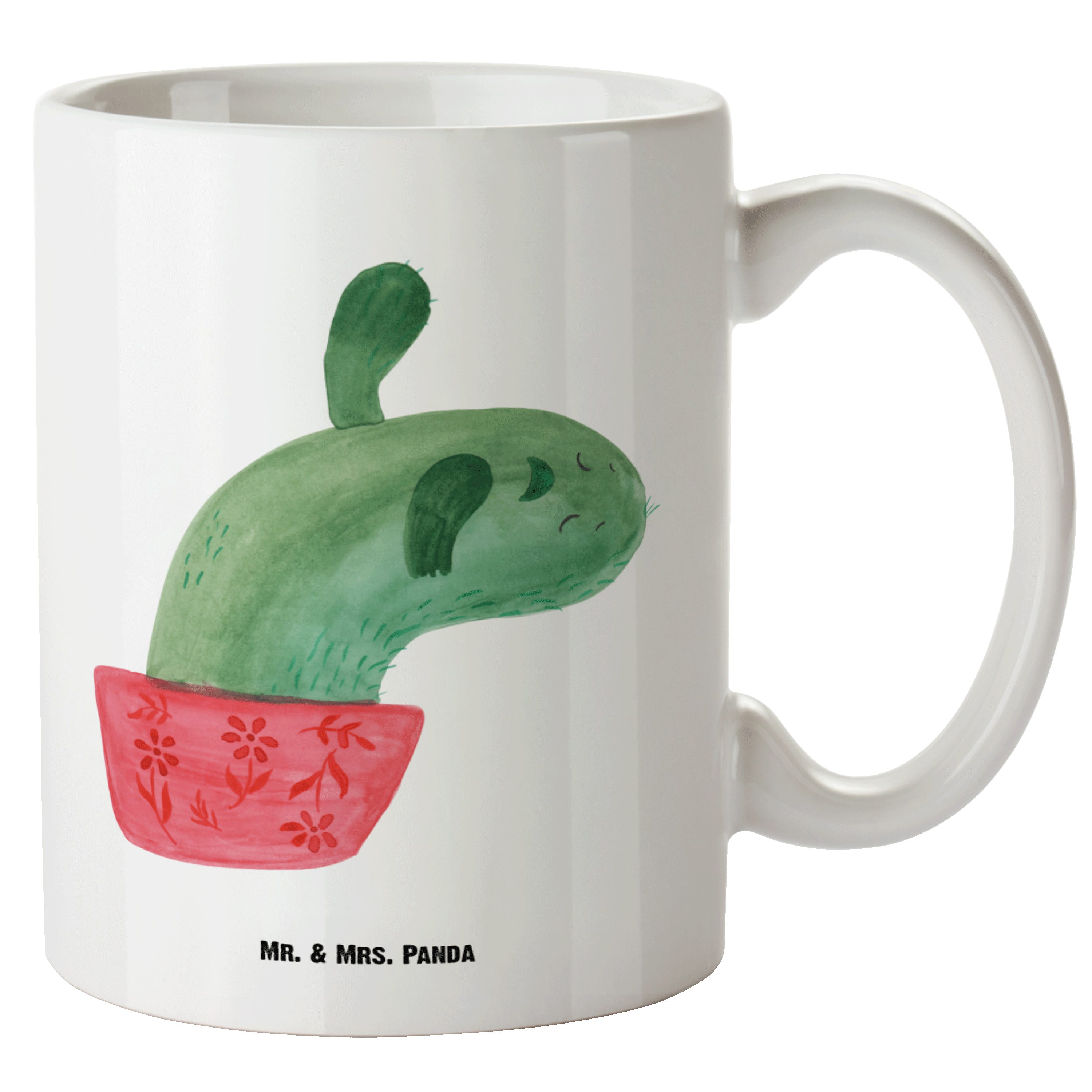 Mr. & Mrs. Panda Tasse Kaktus Mamamia - Weiß - Geschenk, XL Tasse, Grosse Kaffeetasse, Groß, XL Tasse Keramik