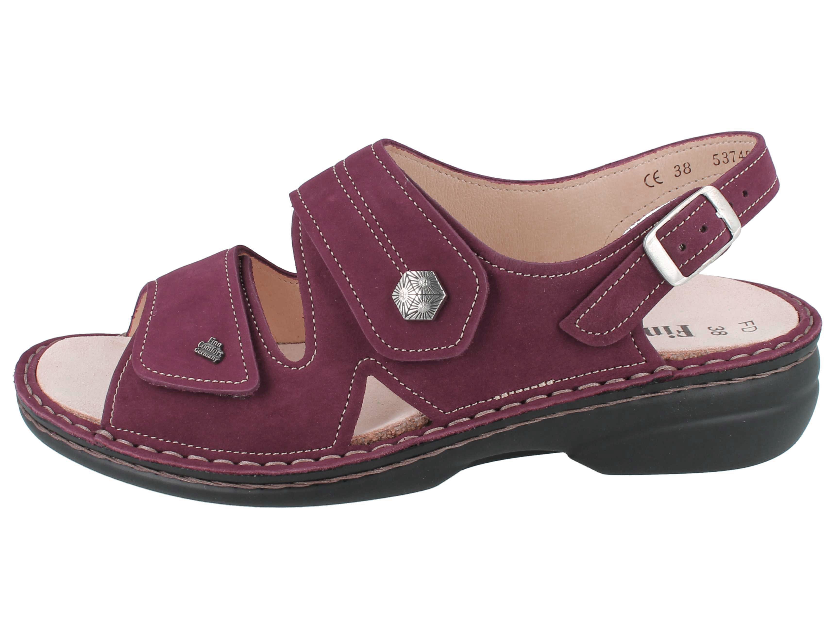 Finn Comfort FINN COMFORT Milos Damen Sandale beerenfarben Nubukleder - Größe: 37 Sandale Wechselfußbett