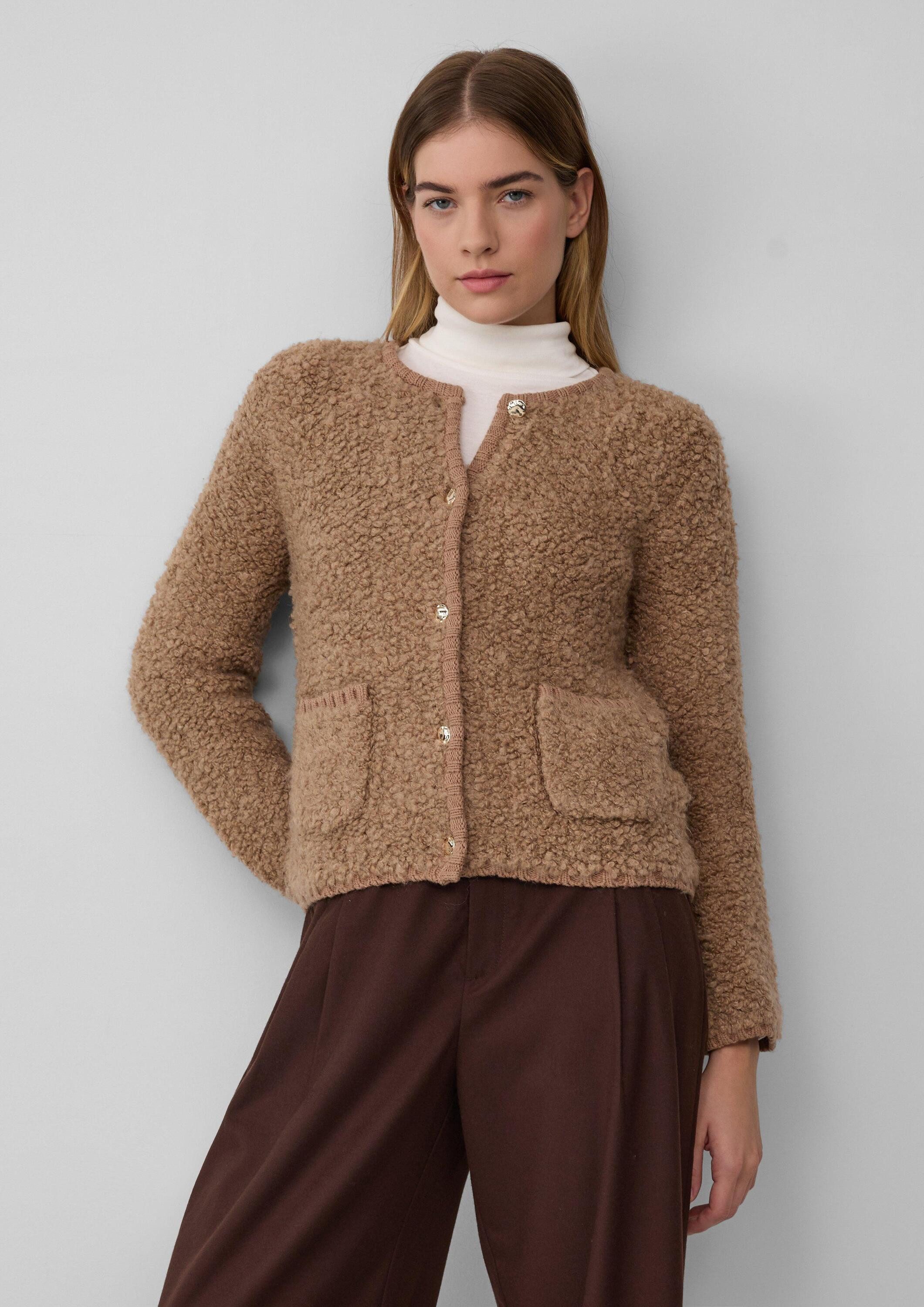 s.Oliver Cardigan Strickjacke Bouclé-Strickjacke aus Alpaka-Wollmix günstig online kaufen