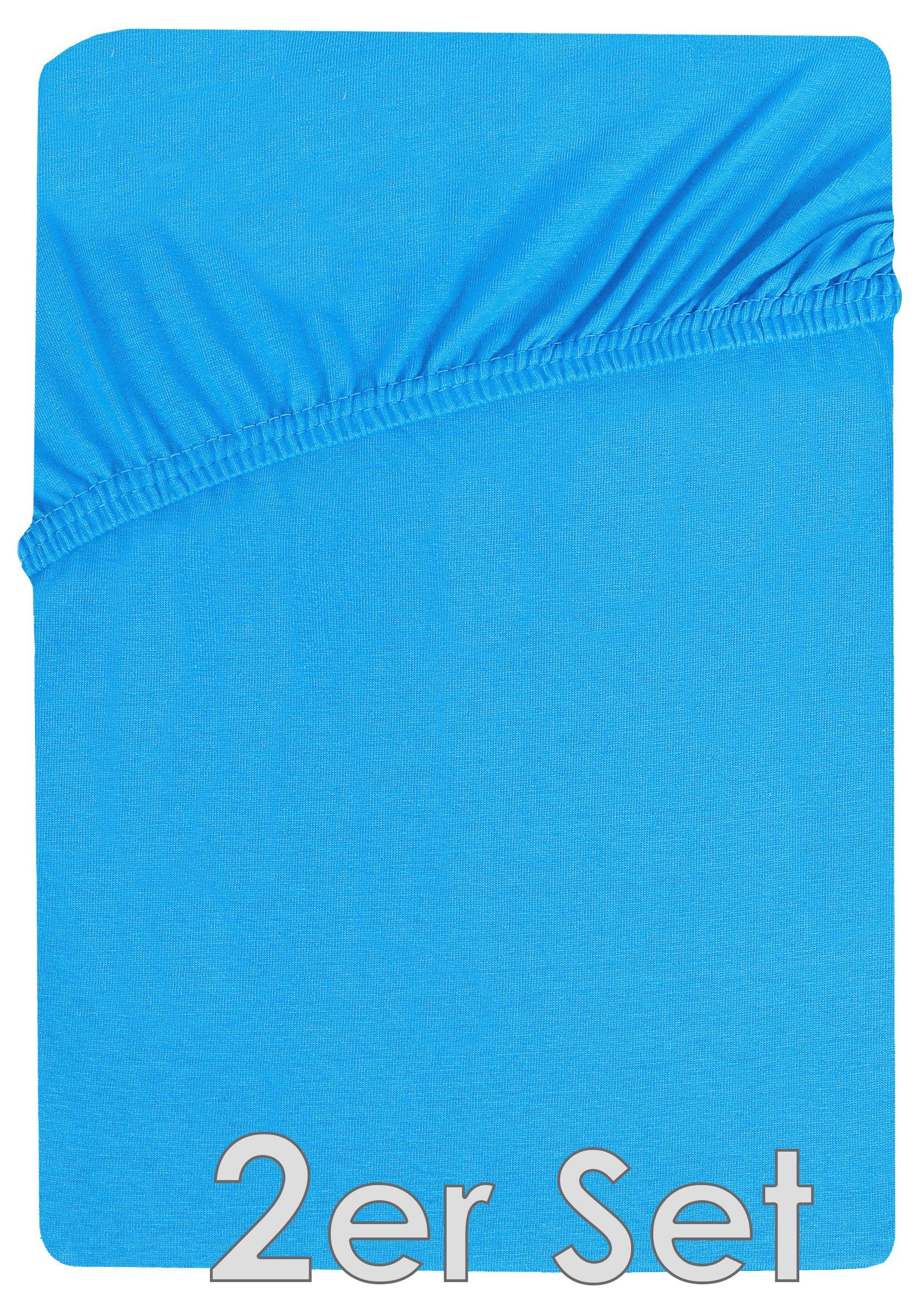 NatureMark Spannbettlaken Jersey Spannbetttuch, 100% Baumwolle, Gummizug: rundum, (2 Stück), Kinder Spannbetttuch, für Baby-/Kinderbett, 70x140 cm, Türkis – Bild 2 von 4