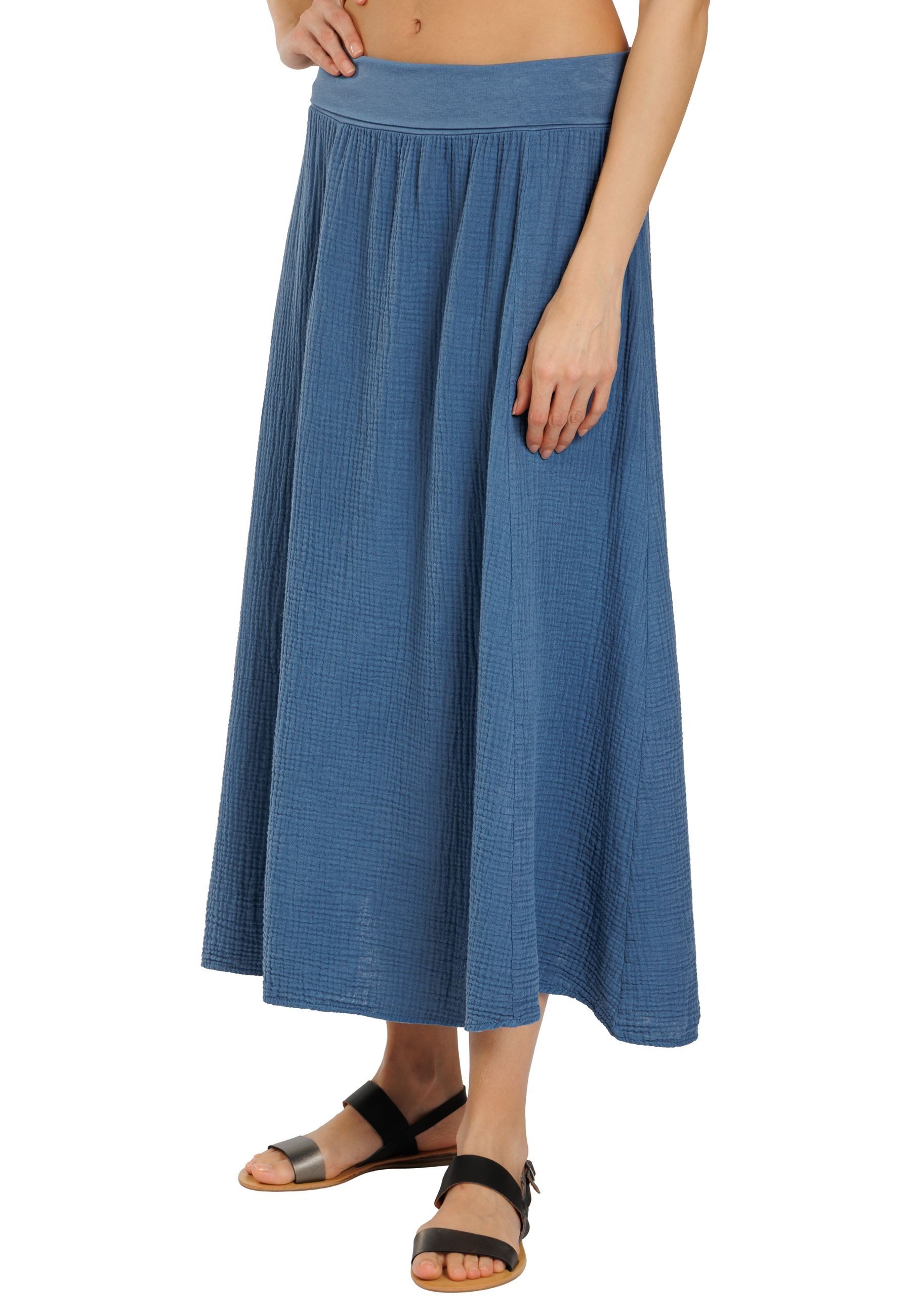 Caspar Maxirock Damen Musselin Maxi Rock lang 100% Baumwolle Made in Italy - Ro036