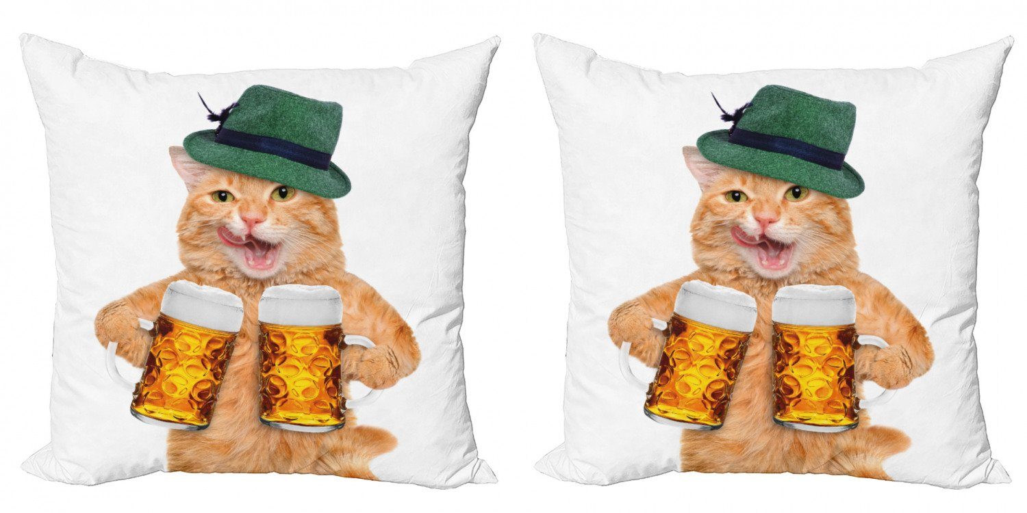 Kissenbezüge Modern Stück), Lustige Digitaldruck, Accent Katze Abakuhaus Kühle Doppelseitiger Bier-Becher (2 Katzen-Hut