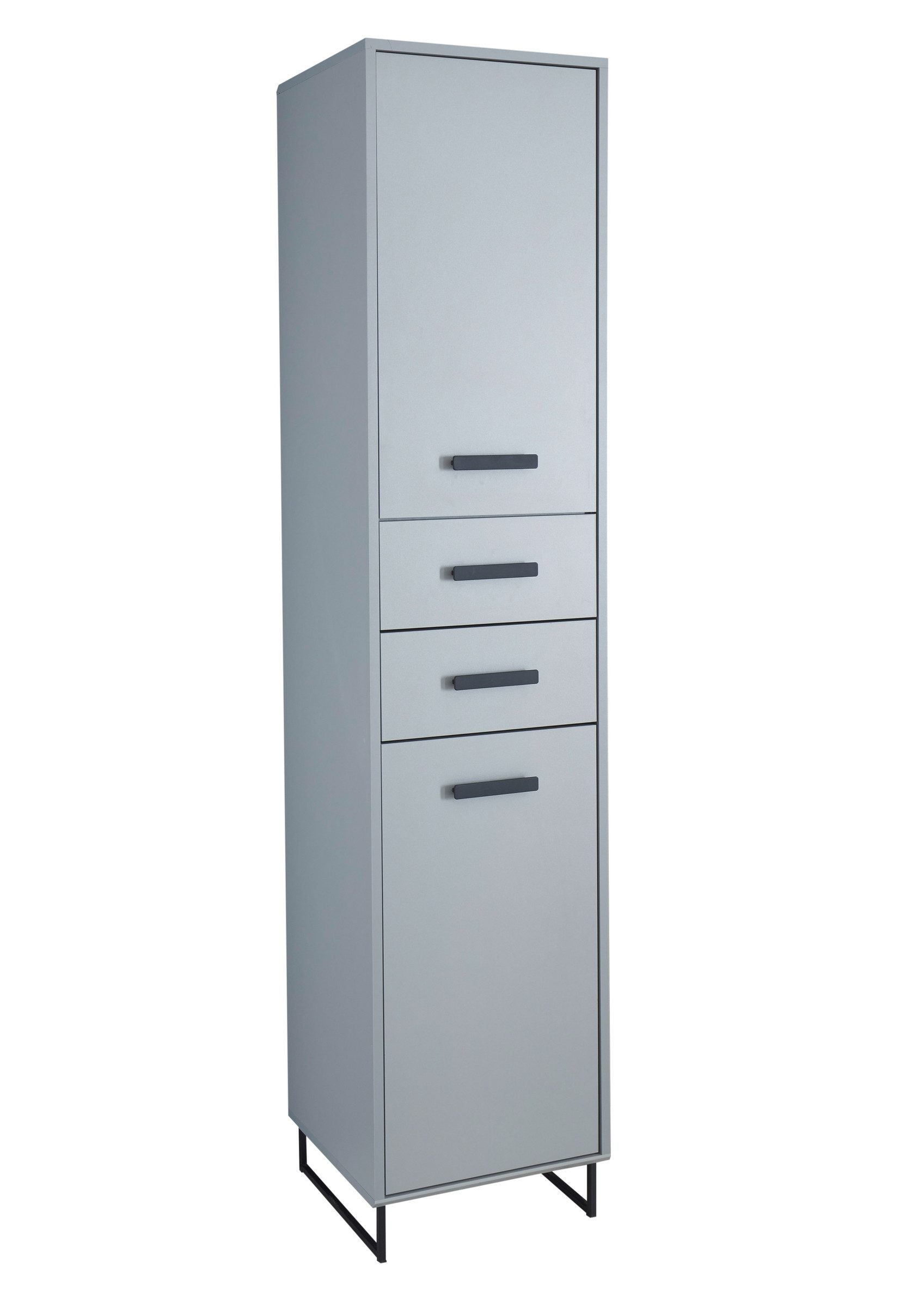 BEGA BBK Hochschrank 2 Türen, 2 Schübe, grau matt / sonoma eiche - 42x185x38cm (BxHxT)