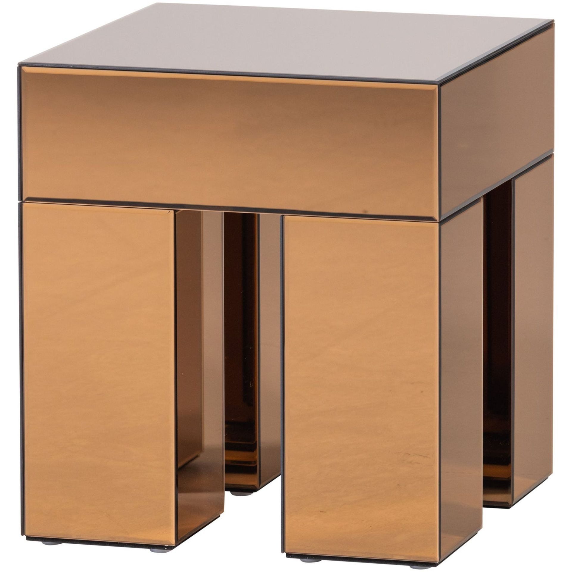 WOOOD Couchtisch Retro Beistelltisch Mirrox Spiegelglas Braun