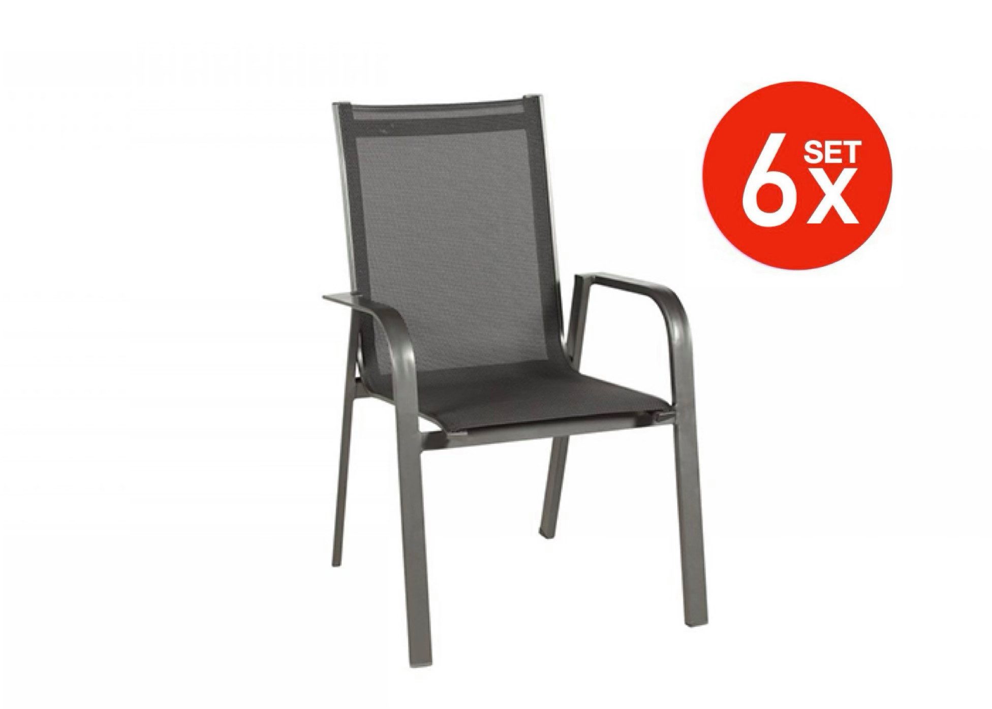 acamp Gartenstuhl Stapelsessel 6er Set stapelbar Aluminium wetterfest, Garten Terrasse (Set), stapelbar, wetterfest, pflegeleicht, Aluminium, atmungsaktiv, Outdoor