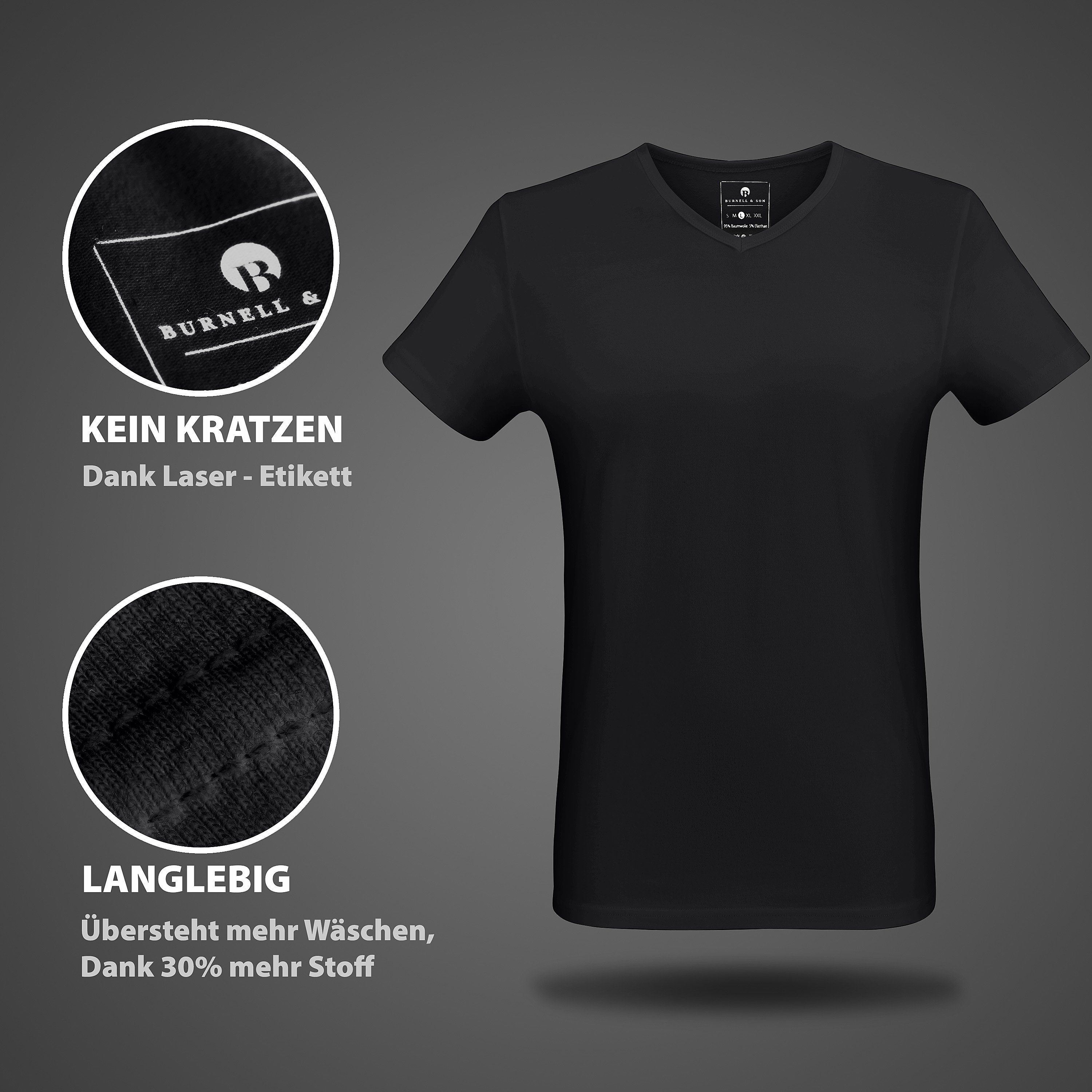 Unterziehshirt Unterhemd T-Shirt mit Kurzarm V-Ausschnitt für Herren aus Baumwolle