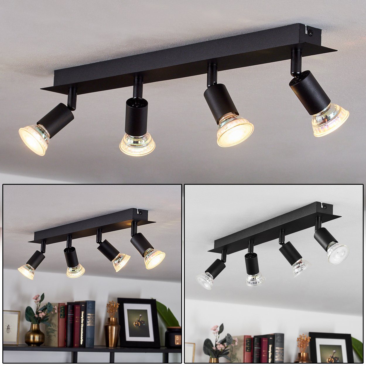 Moderne aus verstellbaren Spots Deckenlampe »Buti« mit 4xGU10, Leuchtmittel, Schwarz, Lampe Deckenleuchte hofstein 4 Metall in ohne