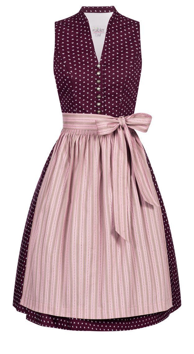 Nübler Trachtenkleid Dirndl midi Rita in Weinrot-Rosa von Nübler