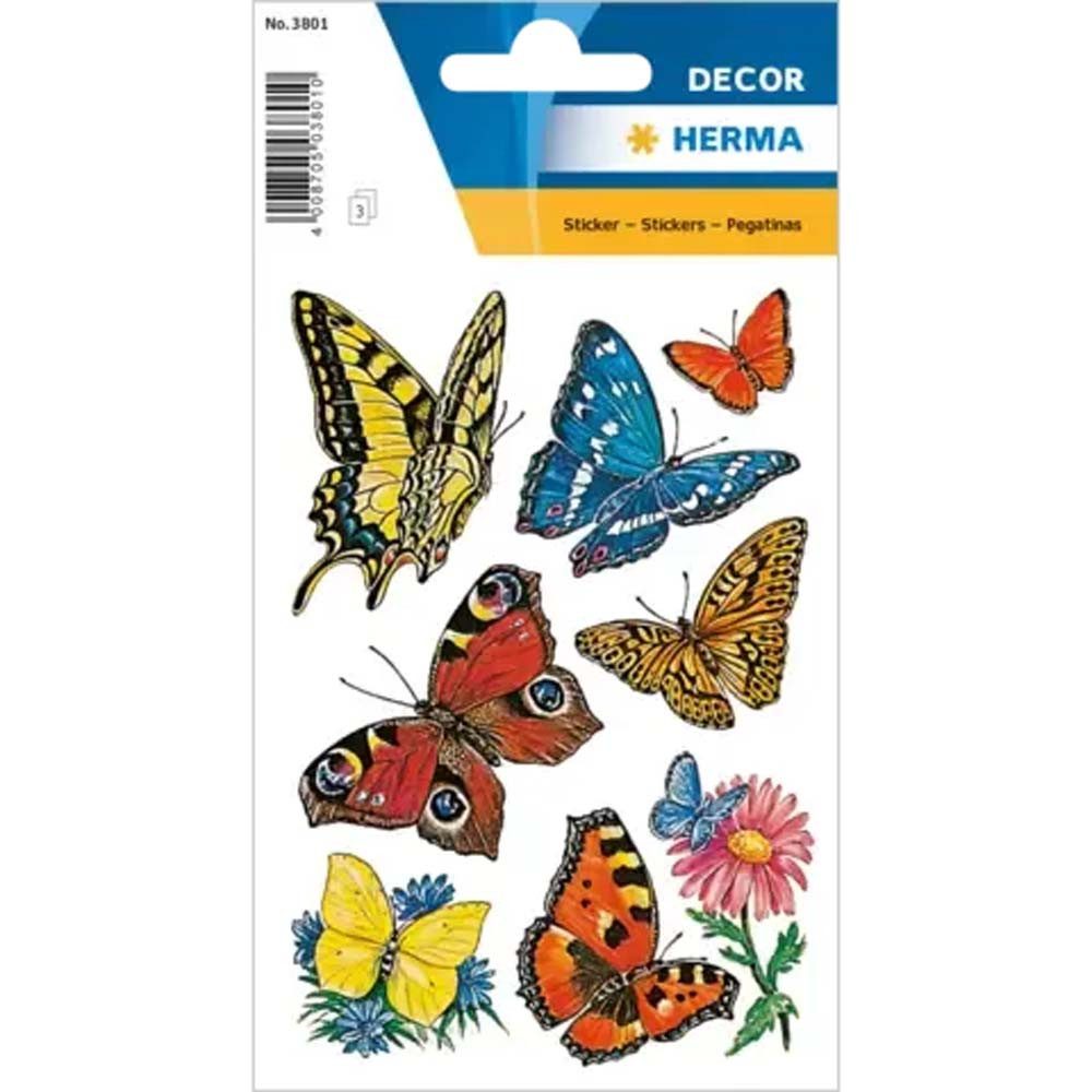 HERMA Etiketten Sticker Schmetterlinge bunt mit 24 Motiven, selbstklebend