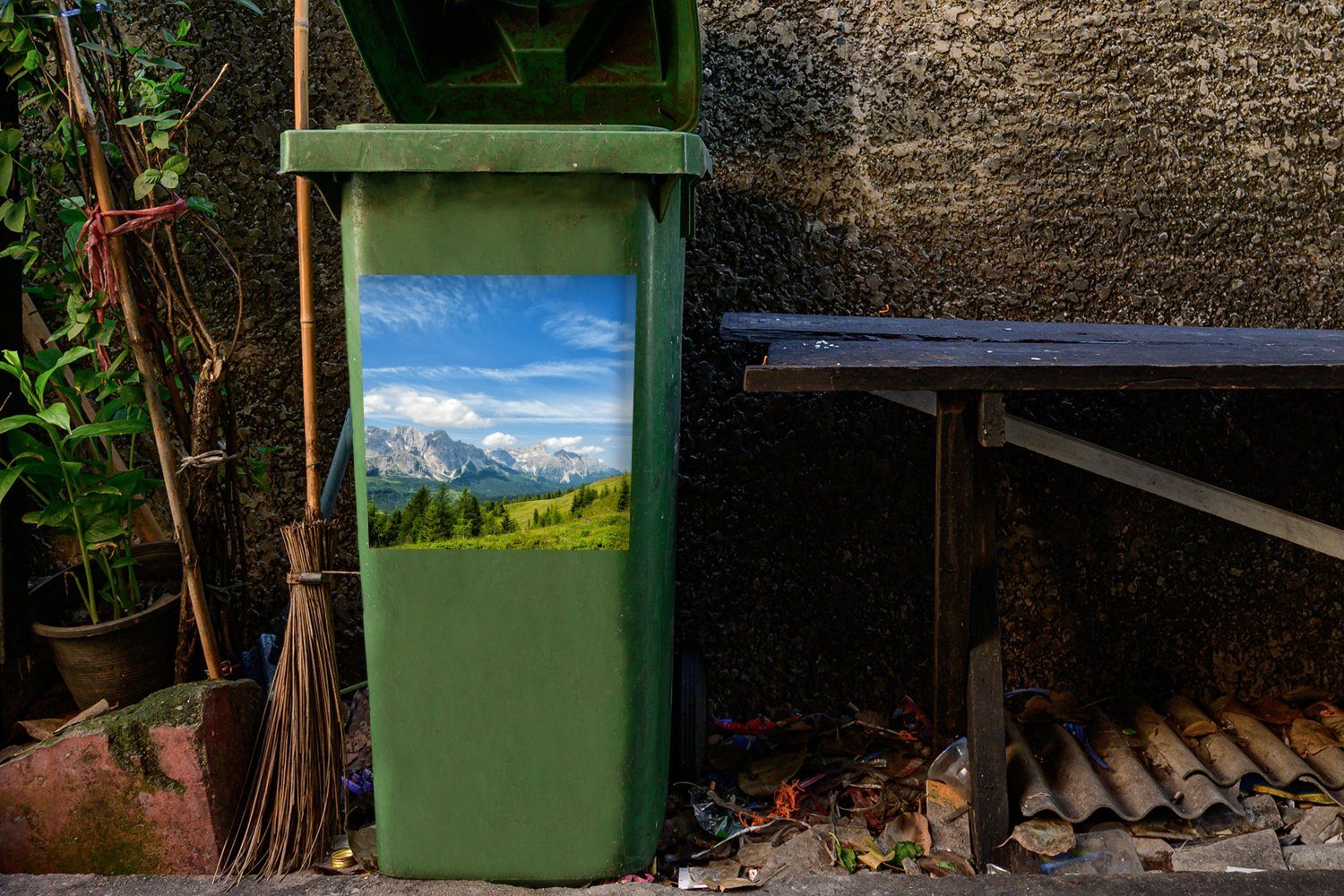 - MuchoWow Gras Mülltonne, - St), Alpen Container, Sticker, (1 Mülleimer-aufkleber, Wandsticker Abfalbehälter Berge