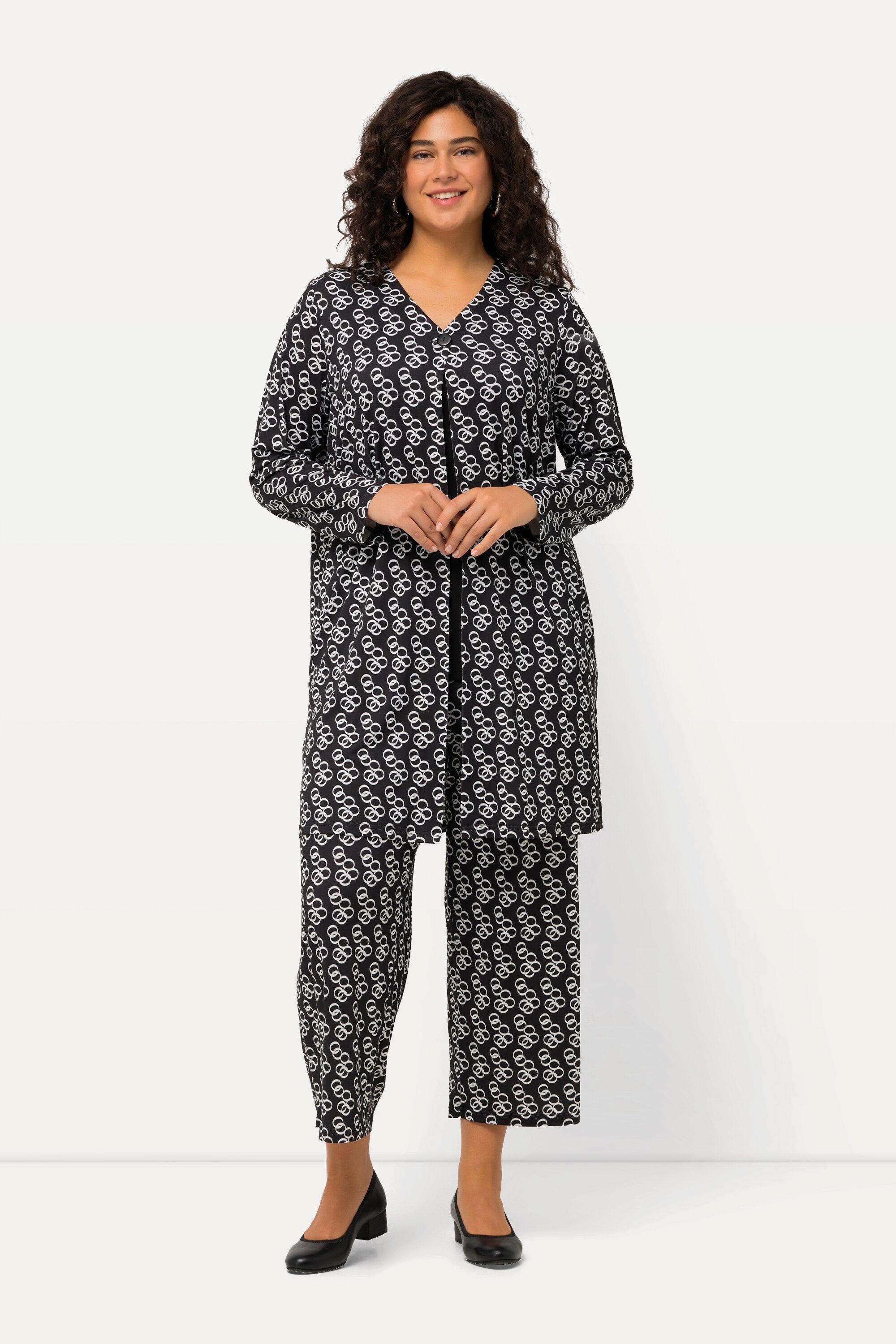 Ulla Popken Longshirt Jerseyjacke Ringmuster A-Linie günstig online kaufen