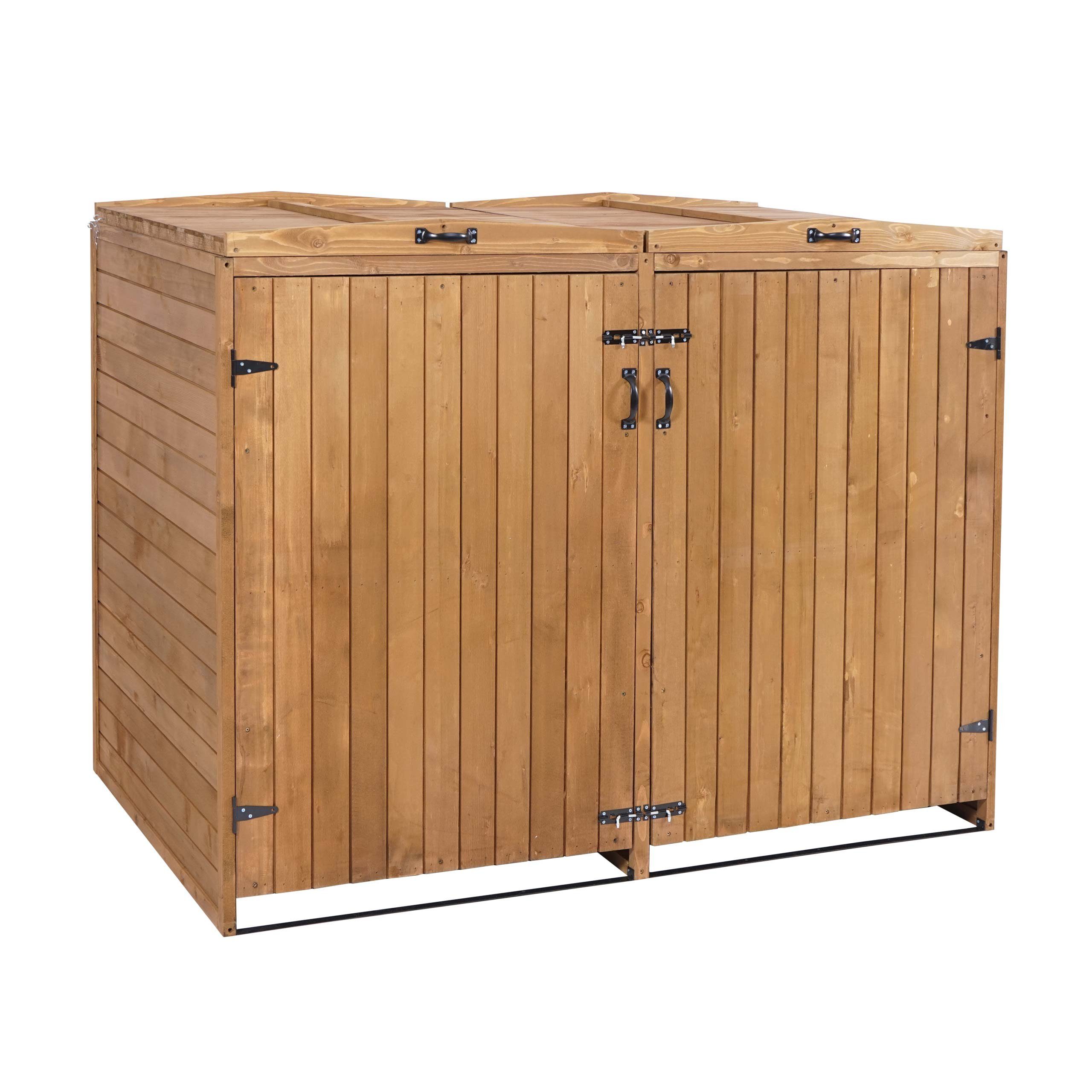 MCW Mülltonnenbox MCW-H74, 2 Deckel Wind-Sicherung durch Ketten, stabiles Gestell, erweiterbar
