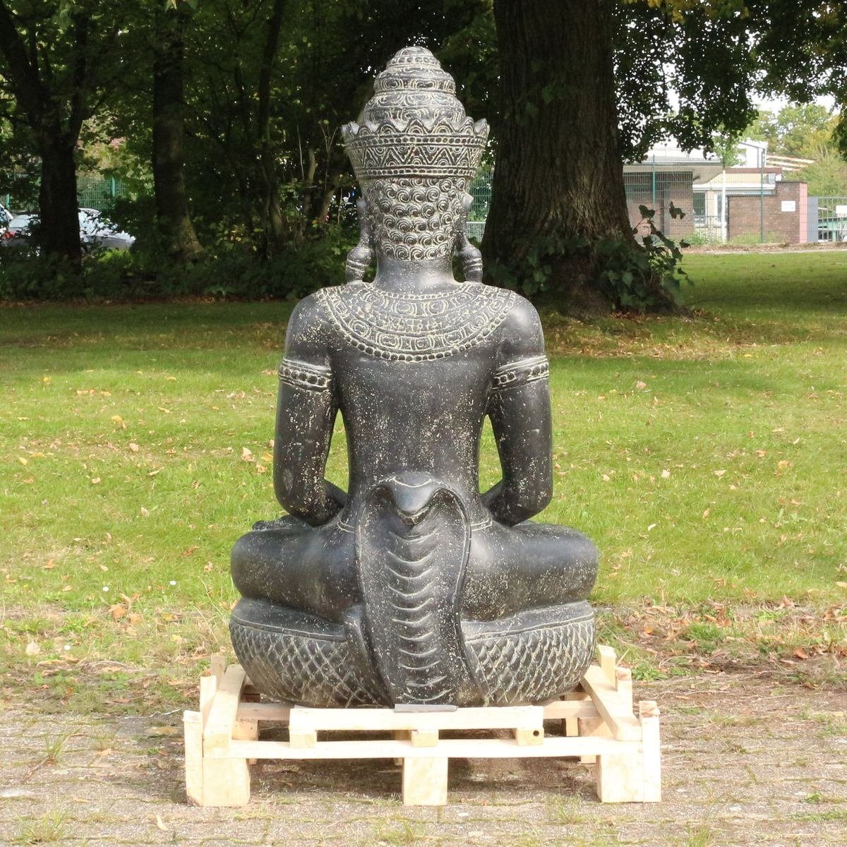 Oriental Galerie Dekofigur cm Ursprungsland in (1 Khmer Buddha traditionelle Figur im St), Handarbeit sitzend 130 Garten Herstellung Steinfigur