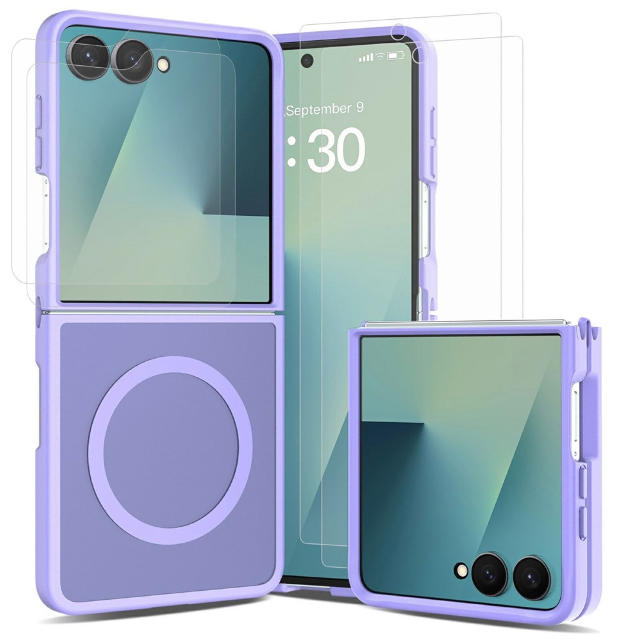 Wigento Handyhülle MagSafe + 2x Schutzglas + 2x Folie für Samsung Galaxy Z Flip8 5G 6,90 Zoll, Magnetring, Schutzglas Set, Hydrogel Folie